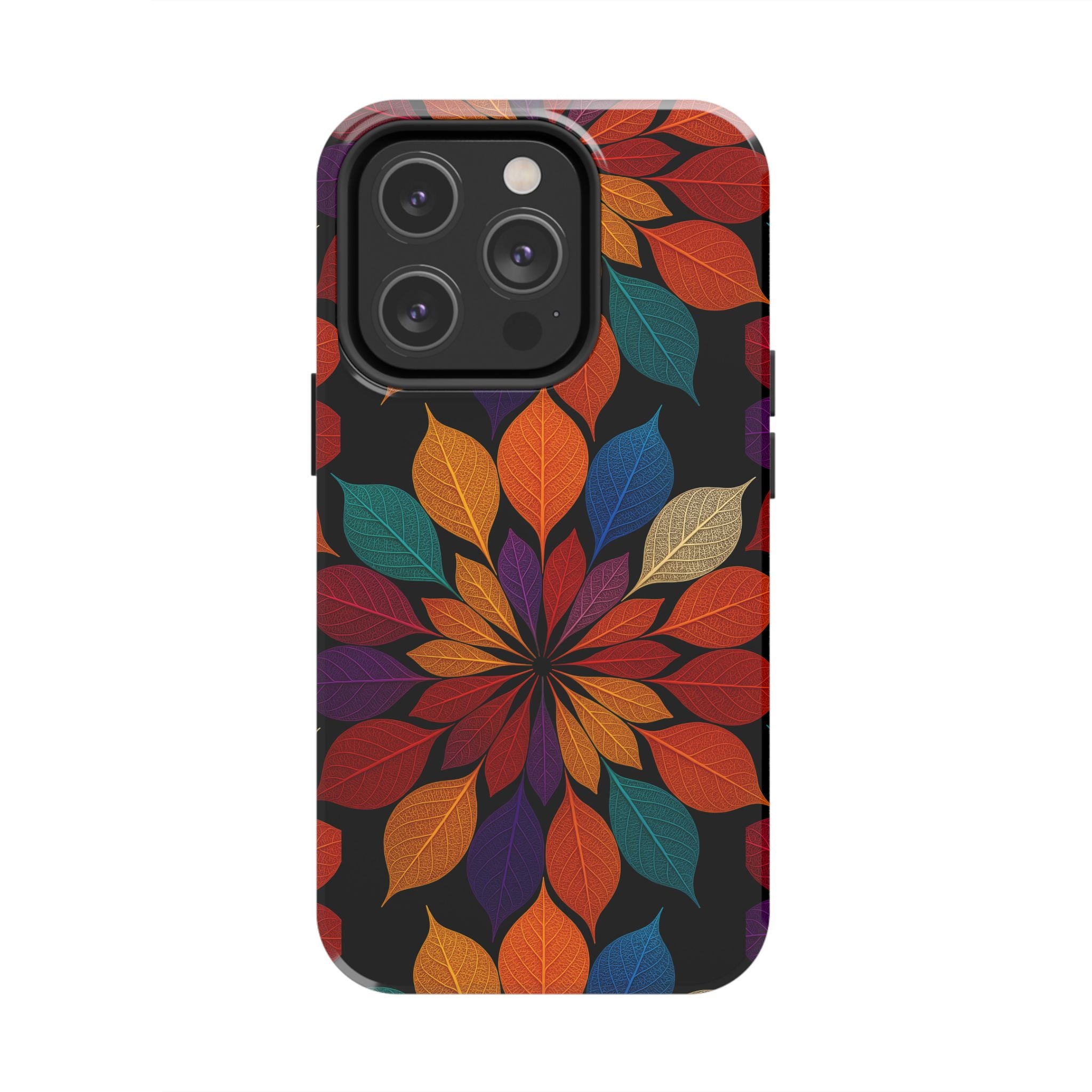 Leaf Mandala Phone Case for iPhone 11–17 & Galaxy S21–S26