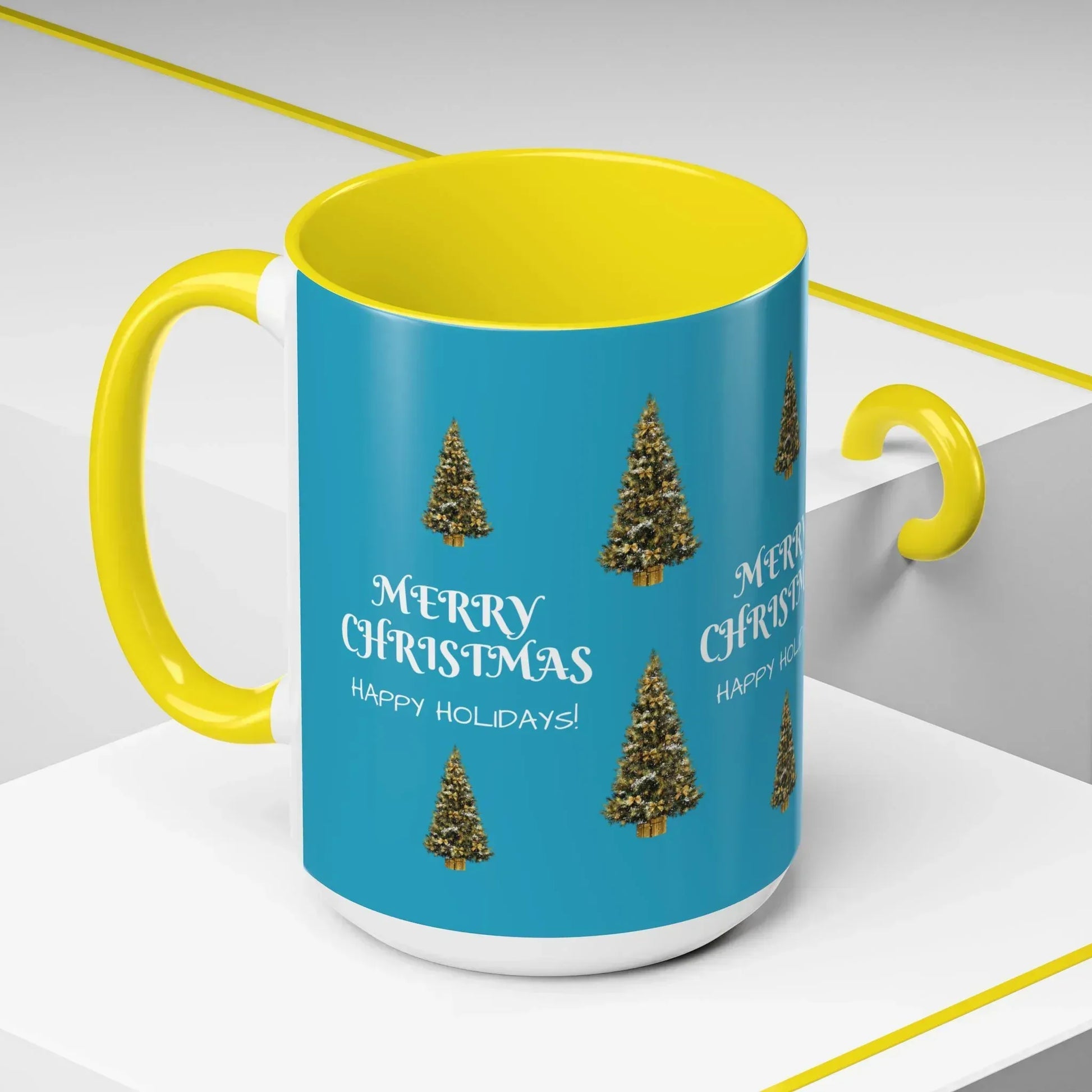 Merry Christmas and Happy Holidays Mug - Accent Coffee Mug (11, 15oz) - KARARMDESIGN
