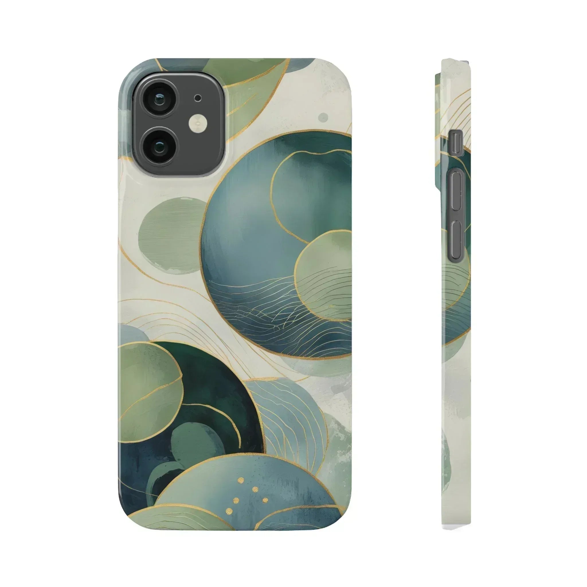 Abstract Teal Slim Phone Case for iPhone 12-16 - KARARMDESIGN