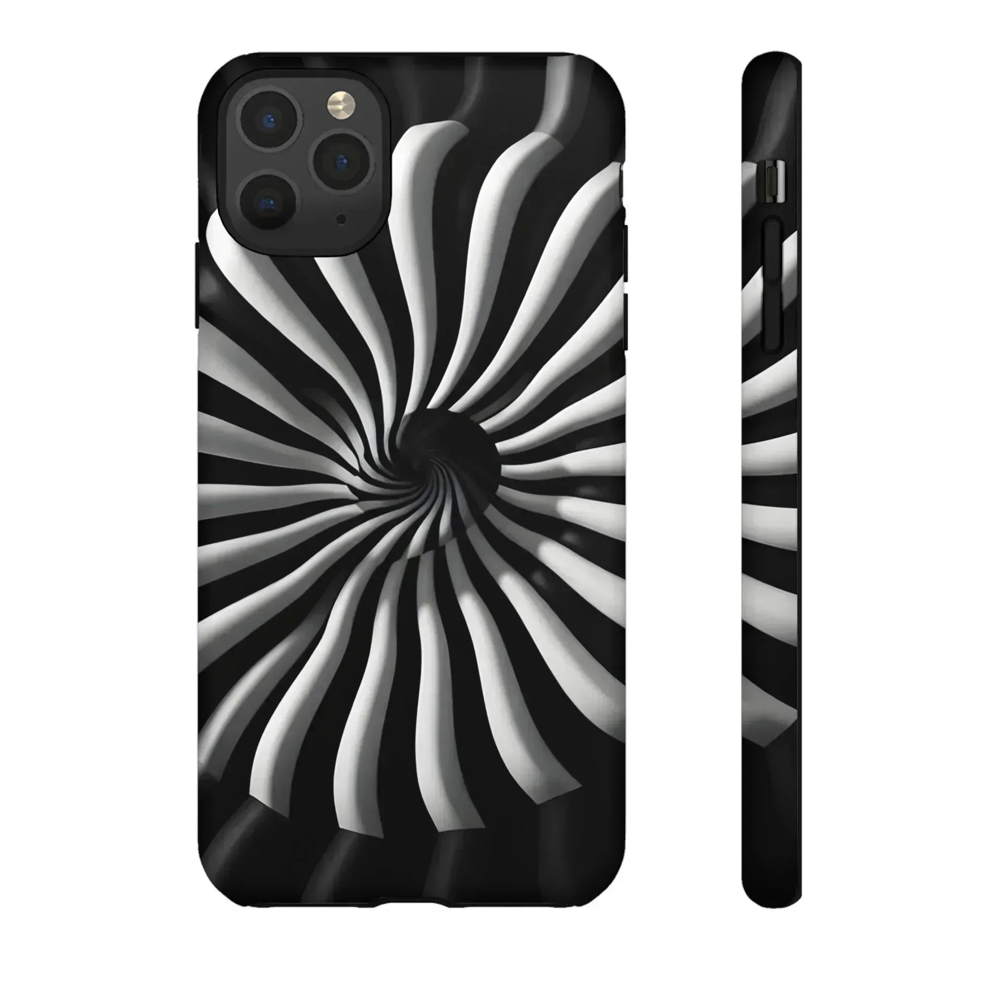 Hypnotic Black and White Spiral Phone Case for iPhone & Galaxy - KARARMDESIGN