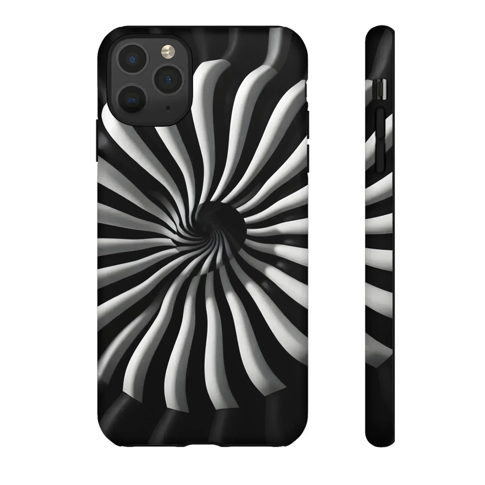 Hypnotic Black and White Spiral Phone Case for iPhone & Galaxy - KARARMDESIGN