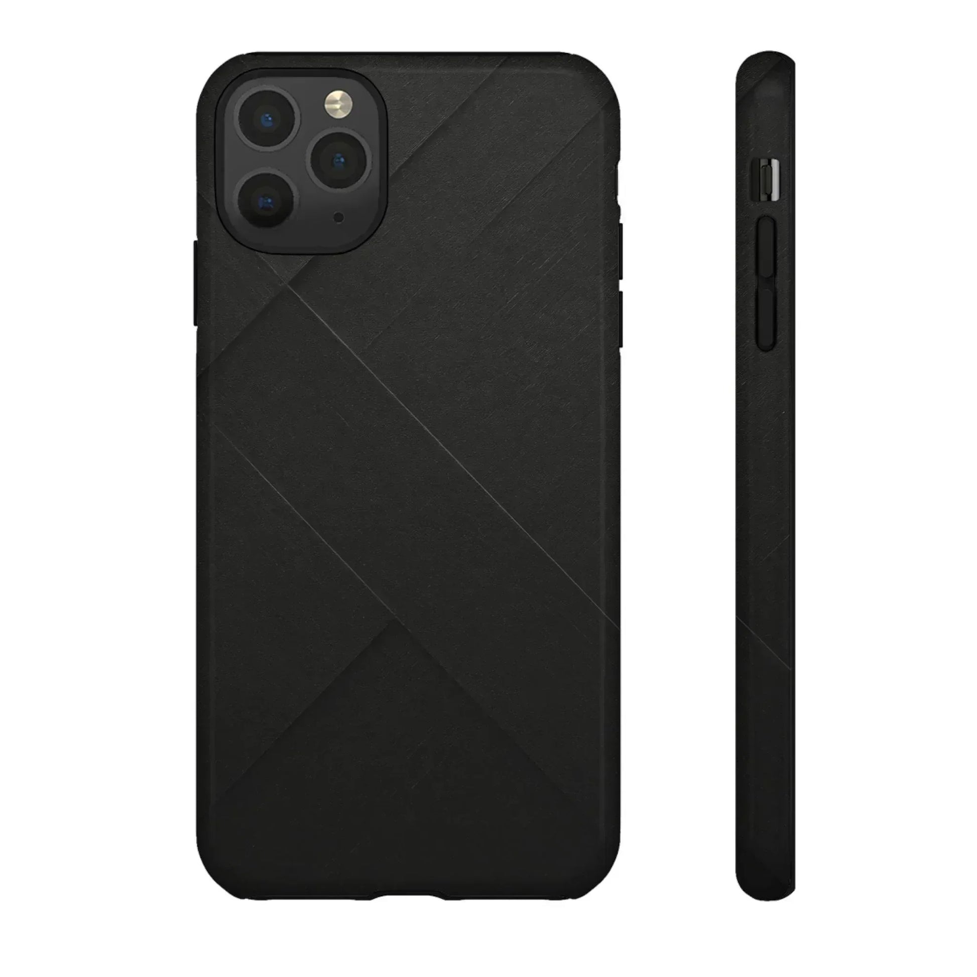 Matte Black Diagonal Line Phone Case for iPhone 8-16 and Galaxy S10-S25 - KARARMDESIGN