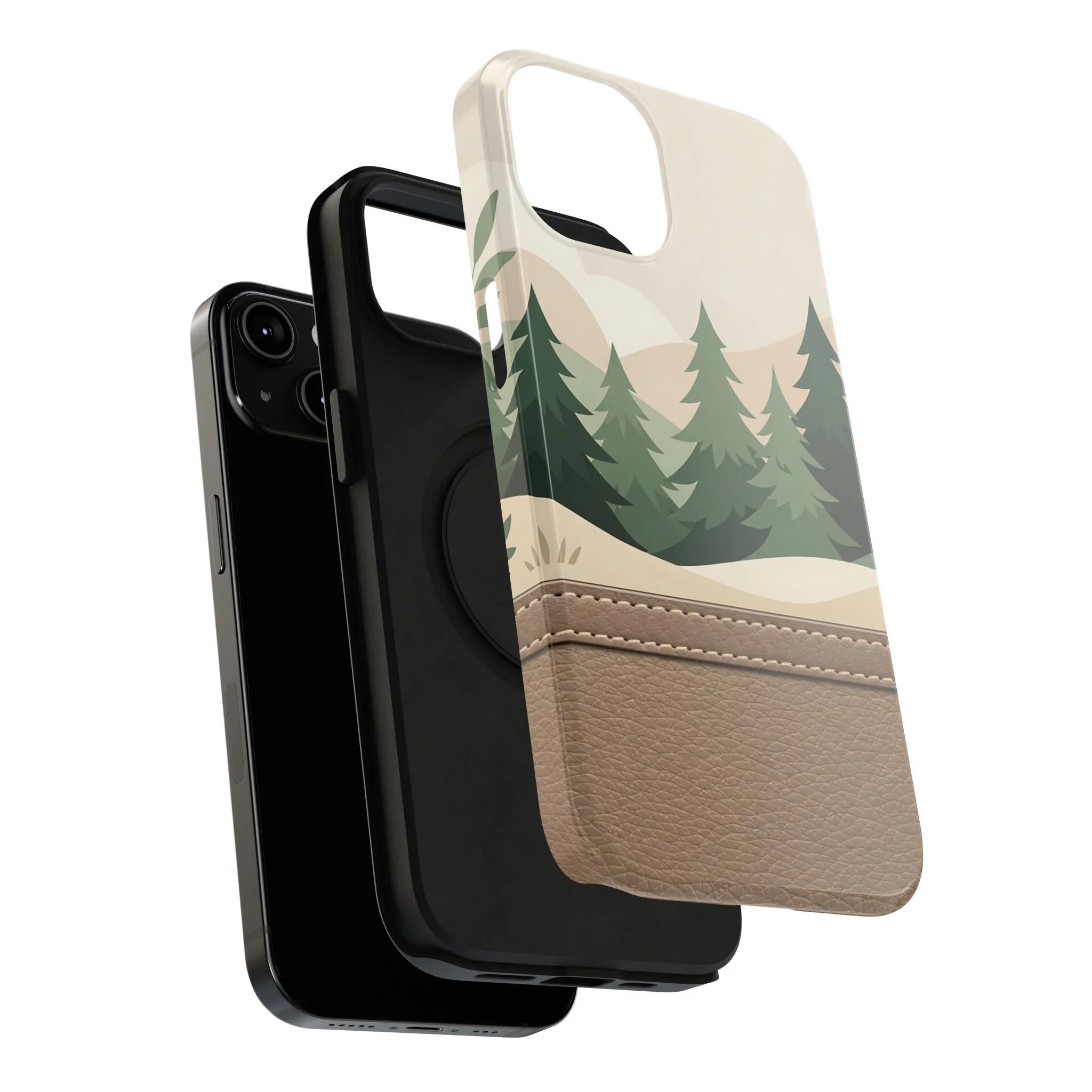 Forest Leather Phone Case for iPhone 11-17 and Galaxy S21-S25 - KARARMDESIGN