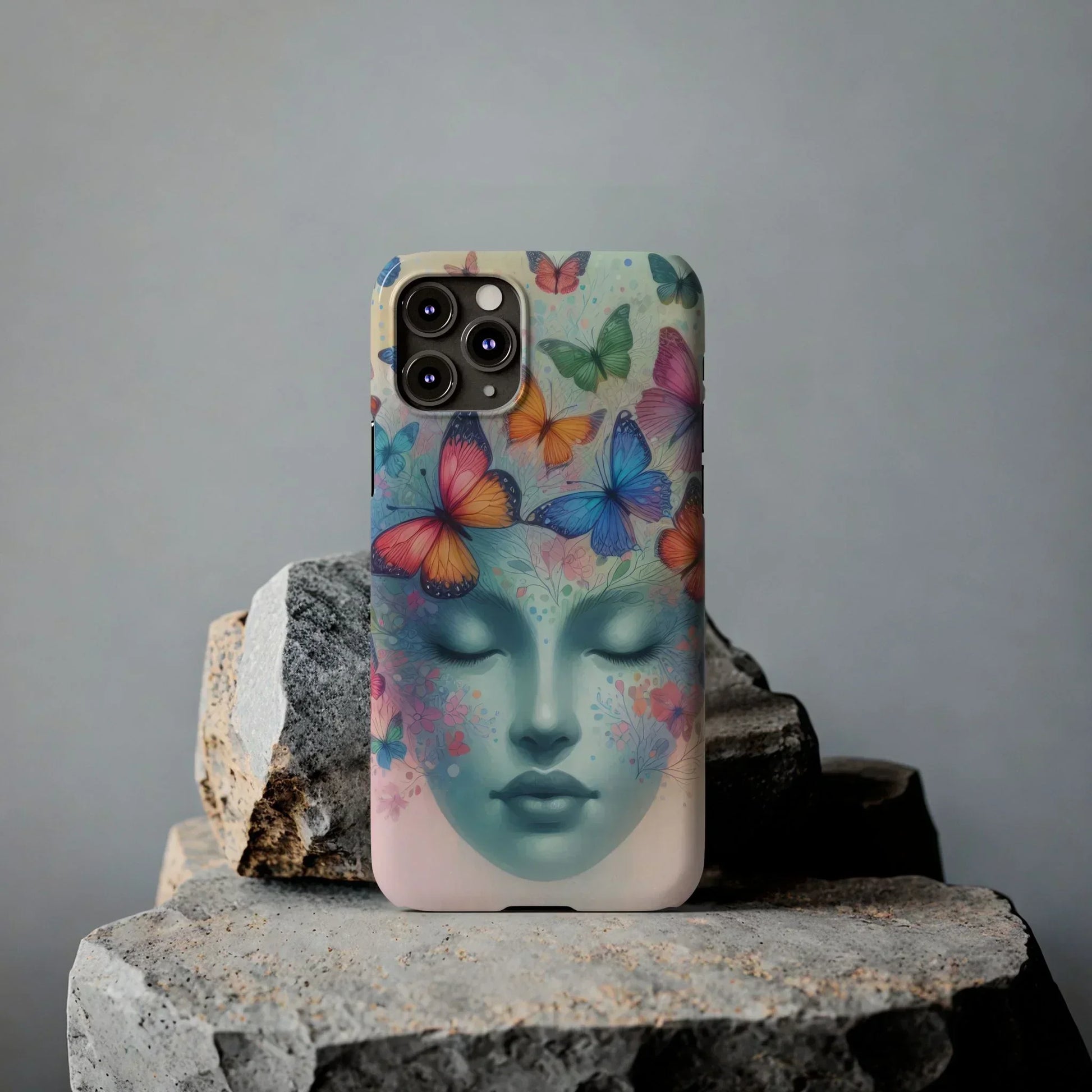 Butterfly Bloom Dreamy Woman with Closed Eyes Tough Phone Case for iPhone - KarArmDesign