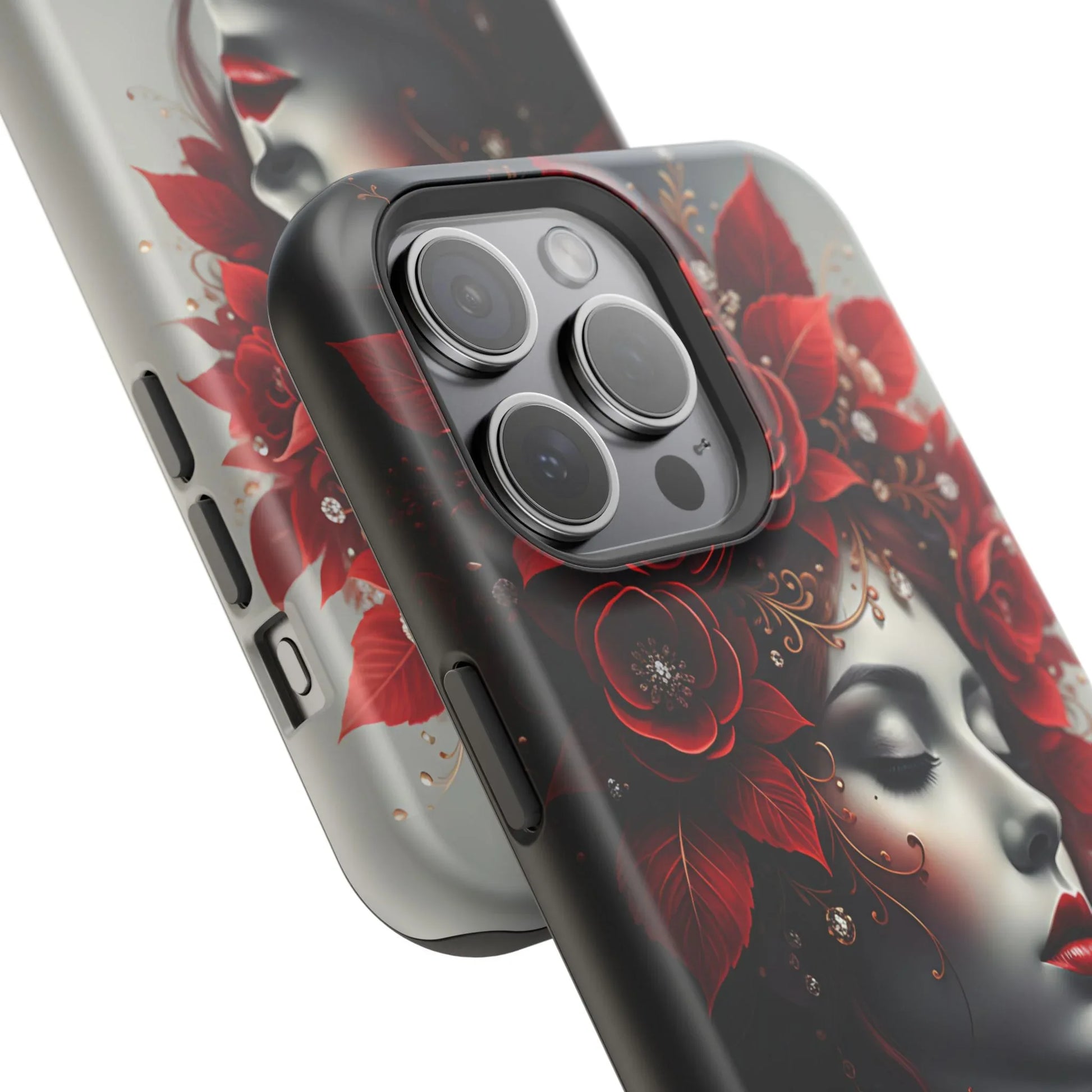 Scarlet Bloom Portrait Phone Case for iPhone 13-17 - KARARMDESIGN