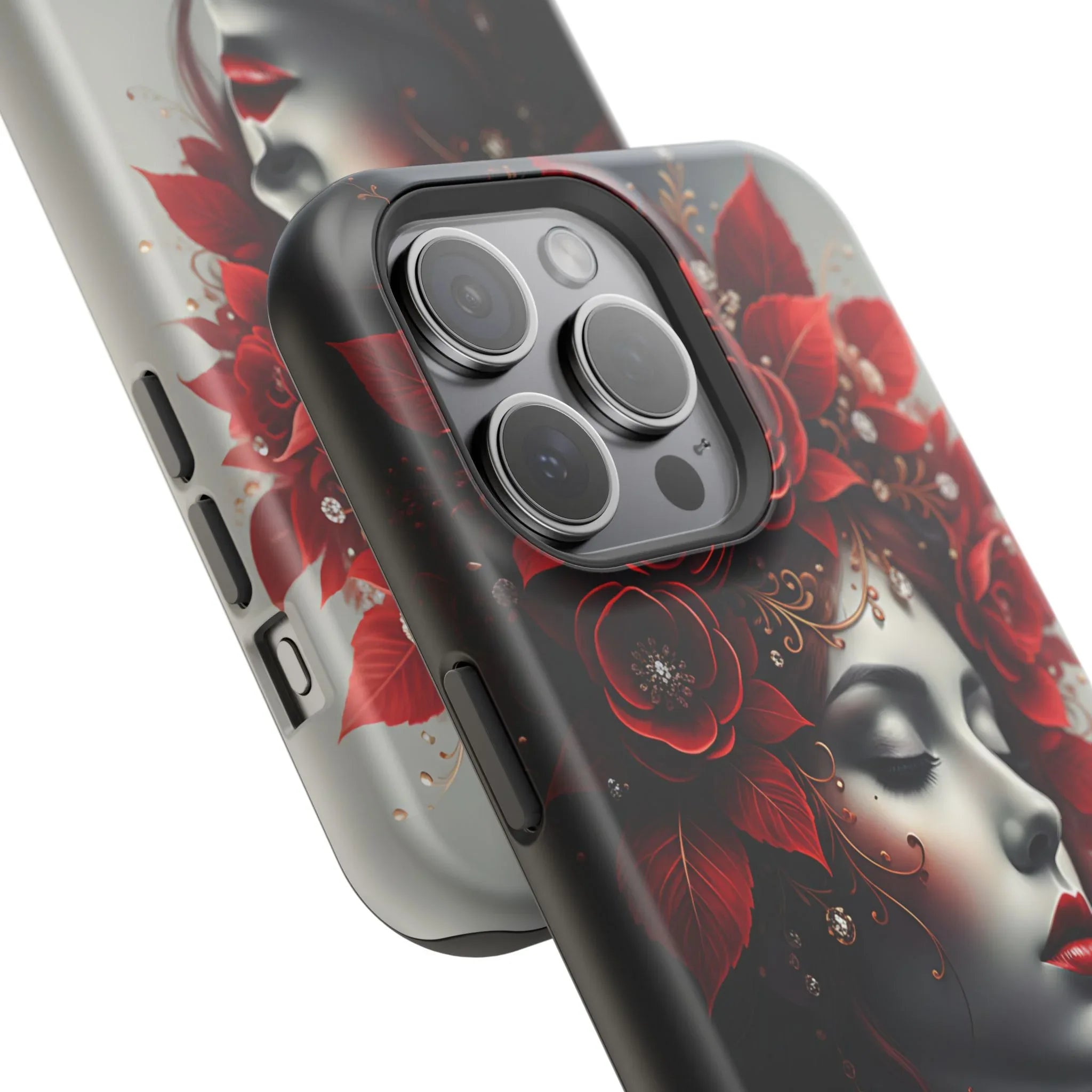 Scarlet Bloom Portrait Phone Case for iPhone 13-17 - KARARMDESIGN