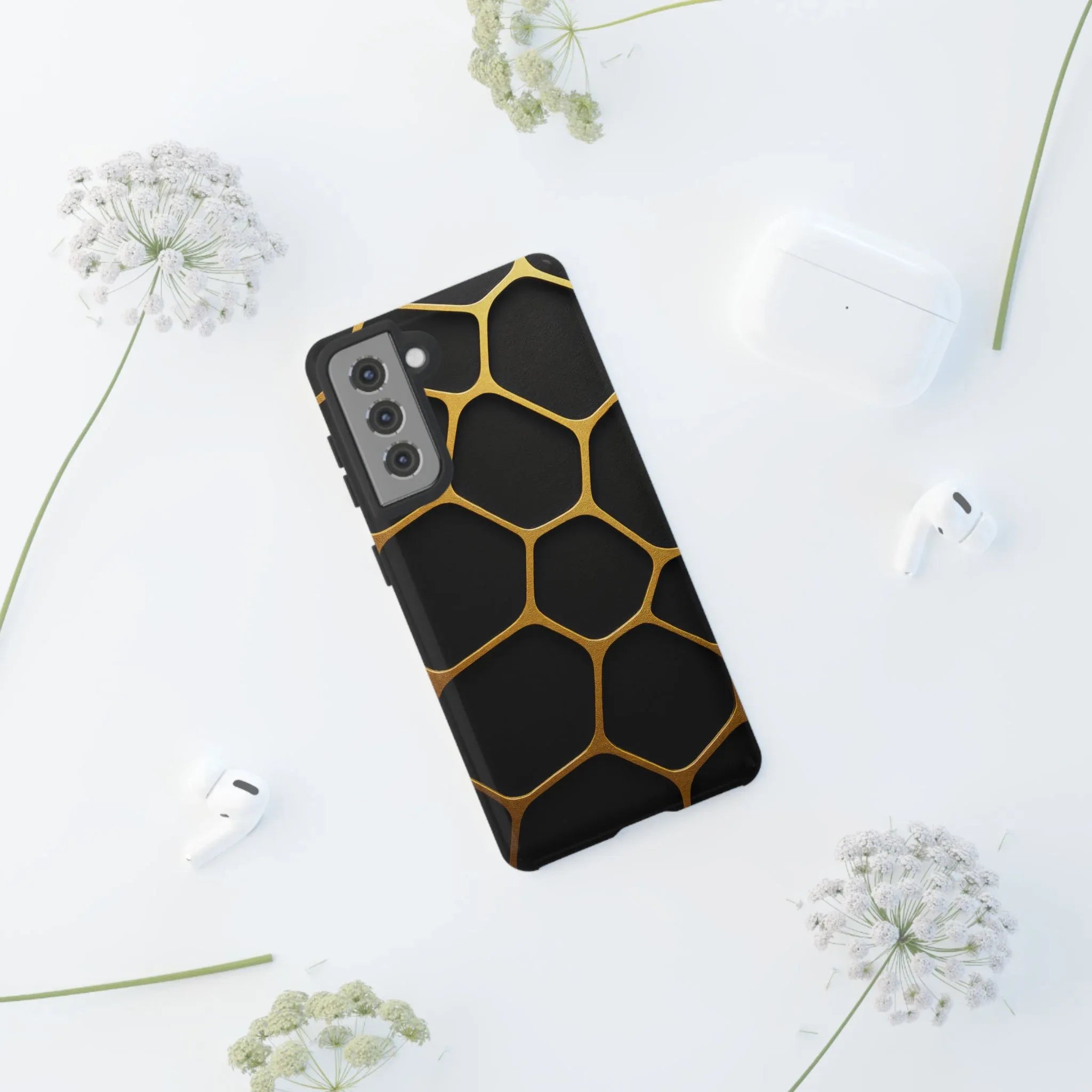 Golden Cellscape Phone Case for iPhone 8-17 and Galaxy S20-S25 - KARARMDESIGN