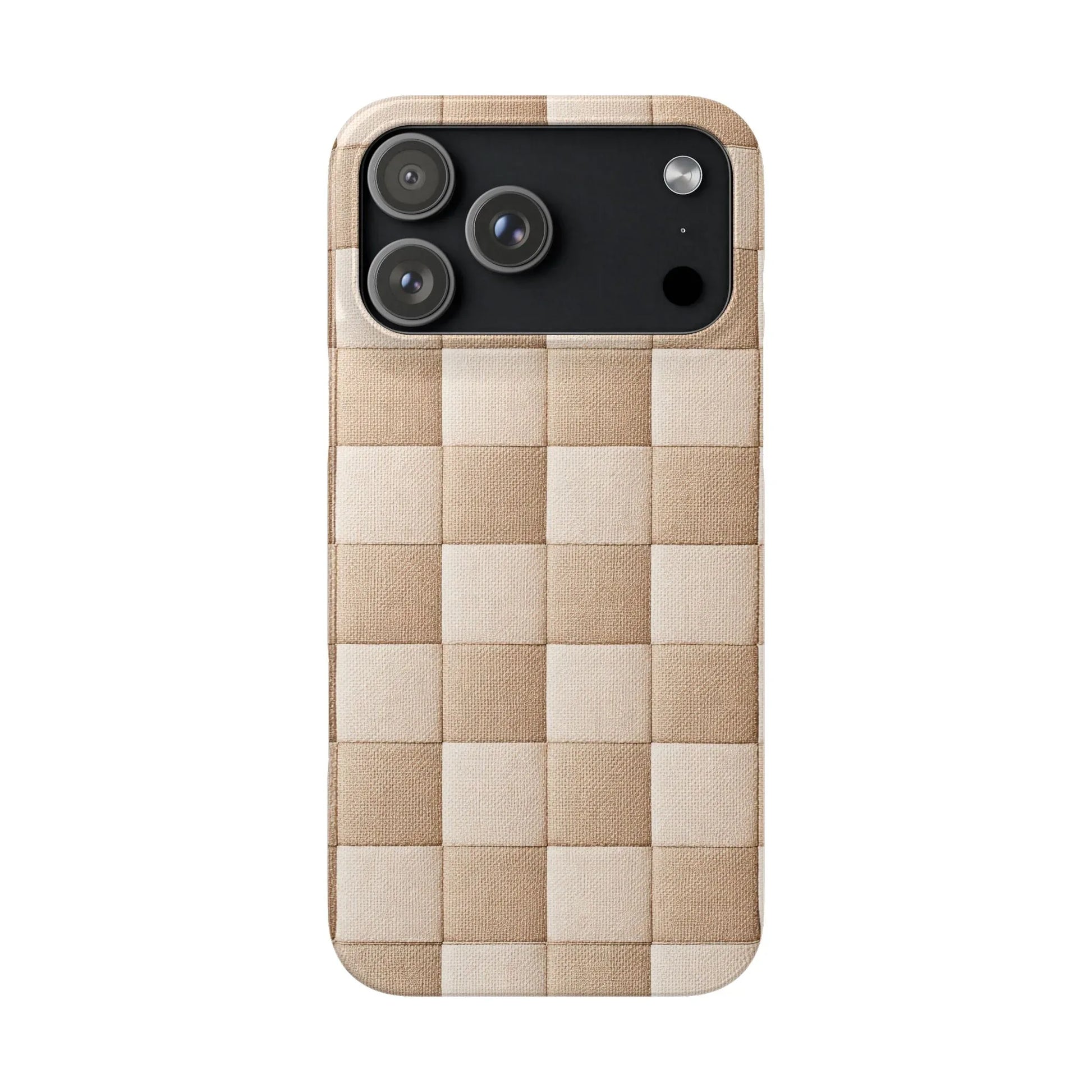 Beige Woven Phone Case for iPhone 11-17 and Galaxy S20-S25 - KARARMDESIGN