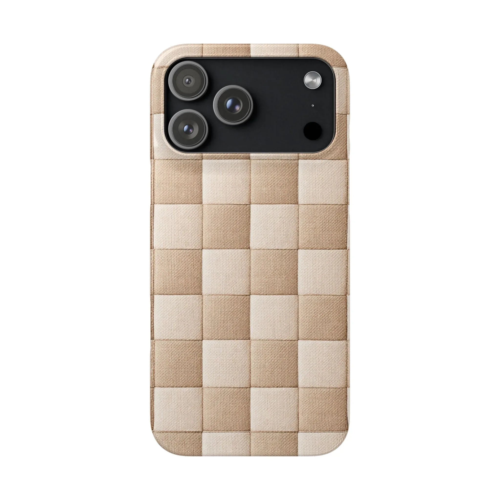 Beige Woven Phone Case for iPhone 11-17 and Galaxy S20-S25 - KARARMDESIGN