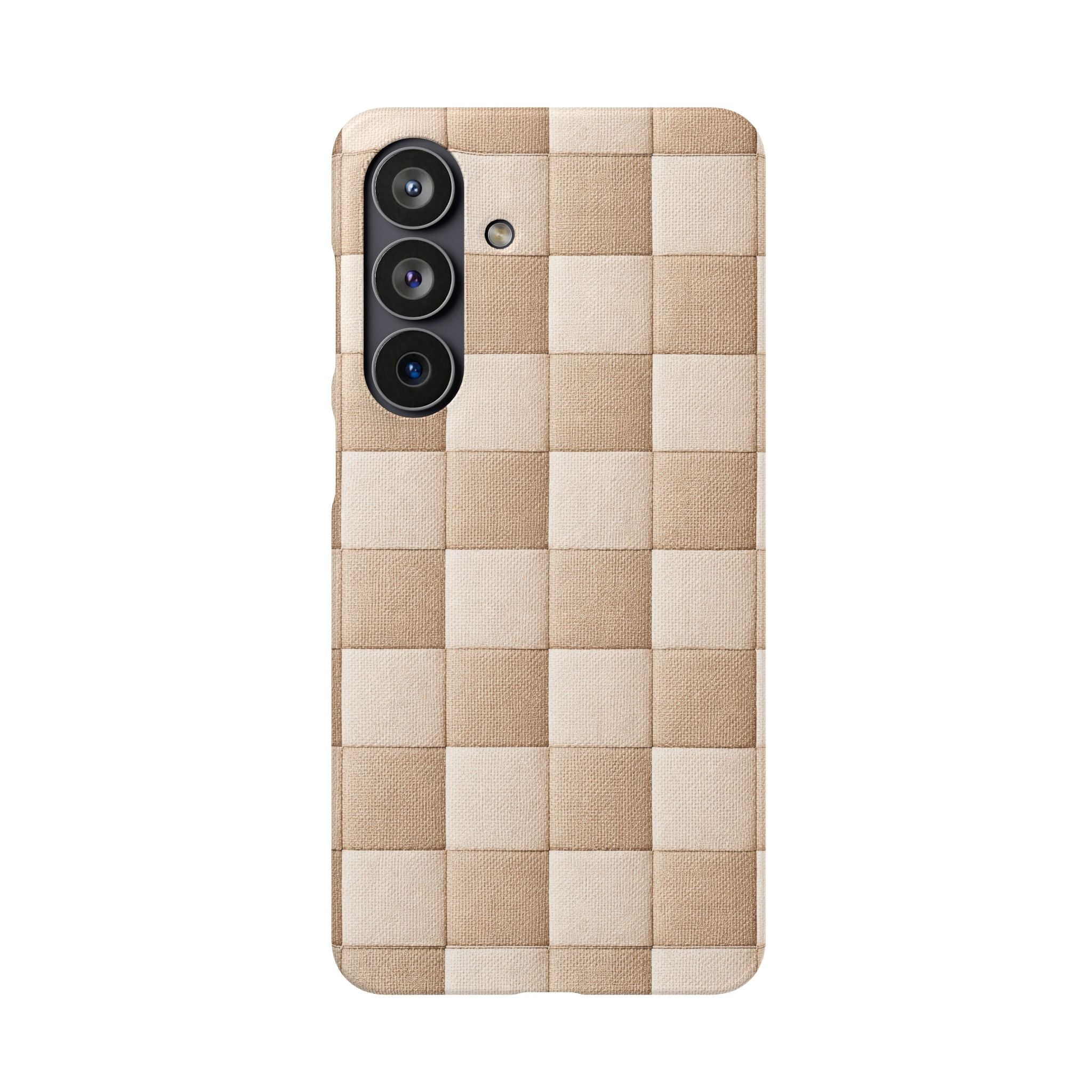Beige Woven Phone Case for iPhone 11-17 and Galaxy S20-S26