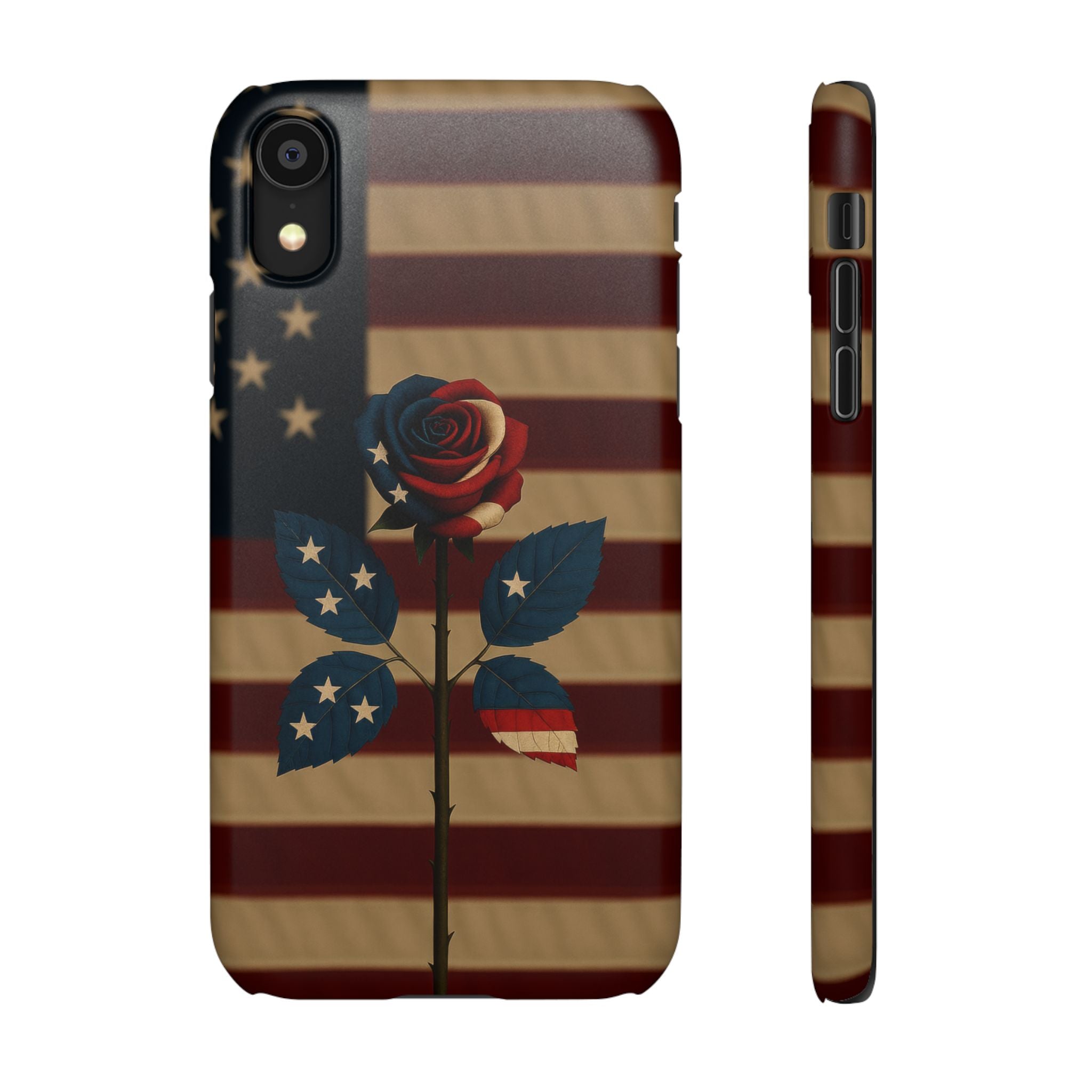 American Rose Flag Phone Case for iPhone 8-17 and Galaxy S20-S26