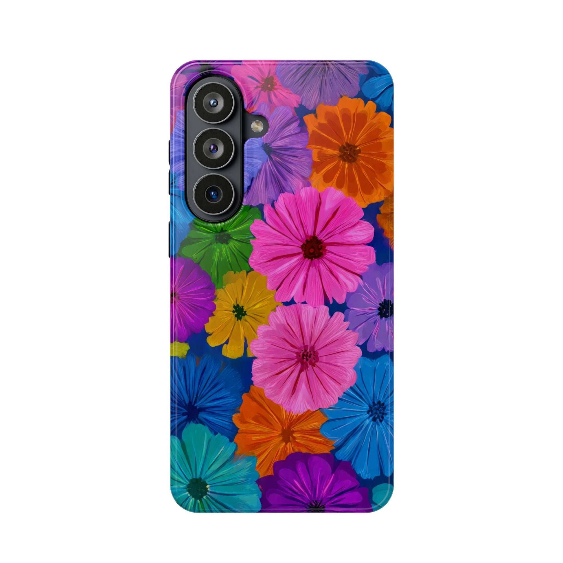 Blooming flower phone case with camera cutouts and smooth back cover