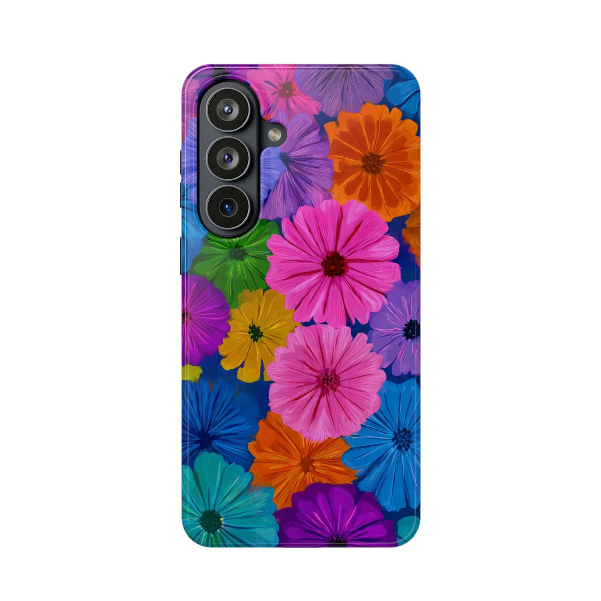 Blooming flower phone case with camera cutouts and smooth back cover