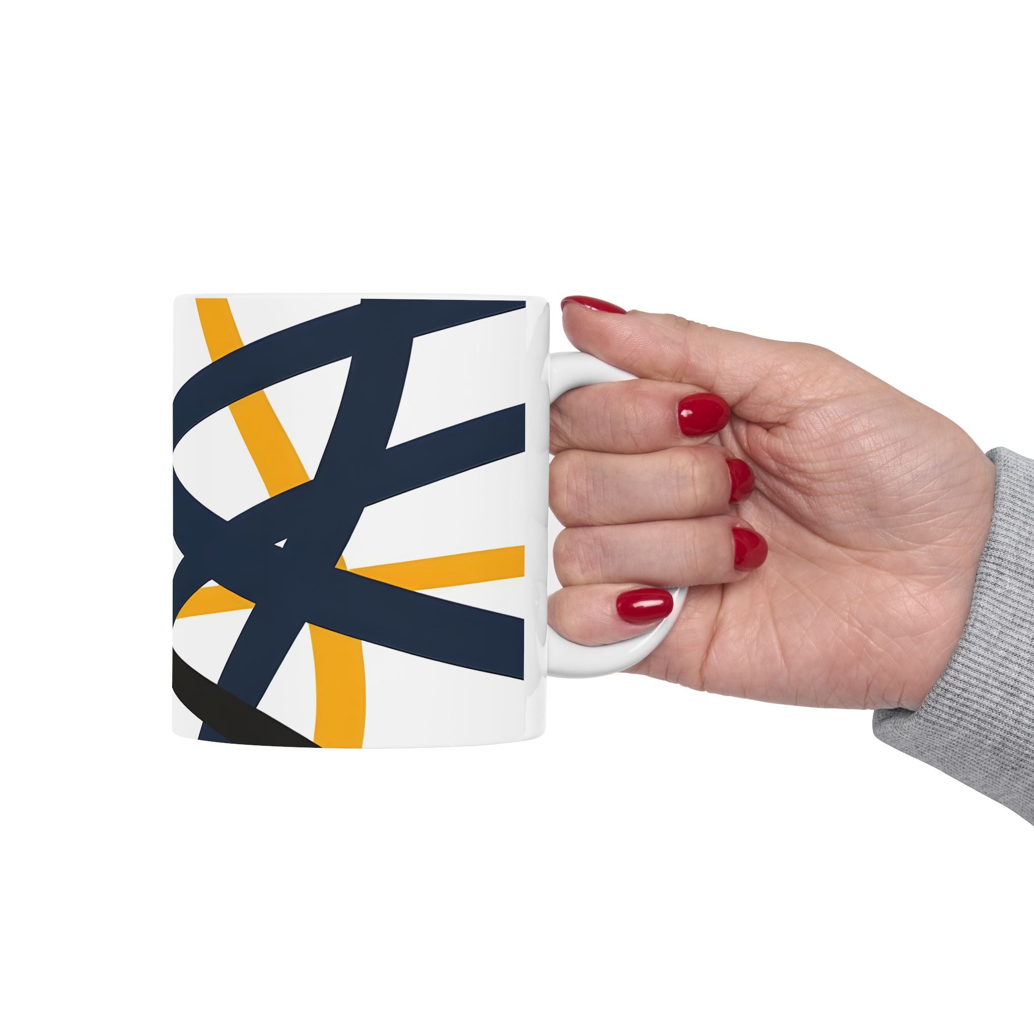 Navy Blue and Orange Smoke Pattern Ceramic Mug