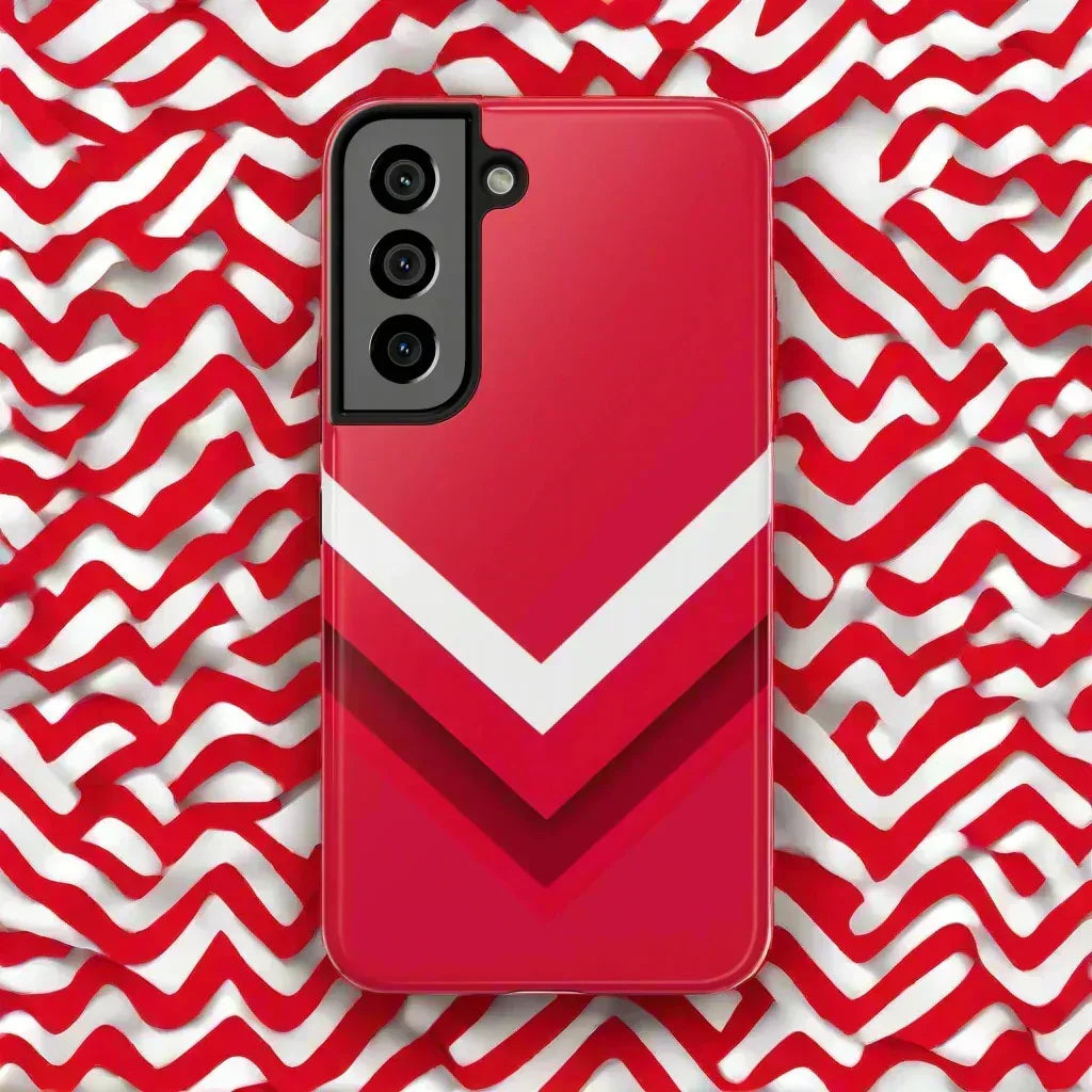 Red Chevron Armor Phone Case for iPhone 11–16 & Galaxy S21–S24 - KARARMDESIGN