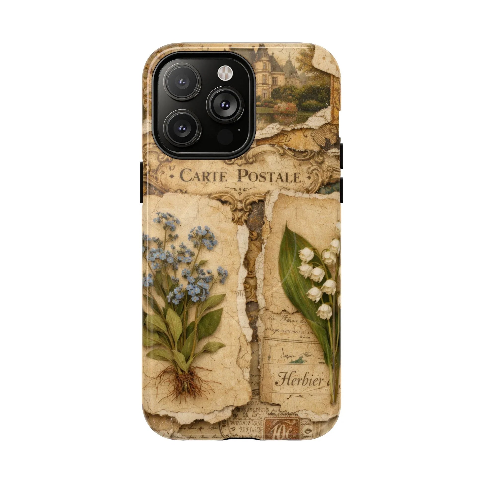 Vintage Botanical Postcard Phone Case for iPhone 13-17 - KARARMDESIGN