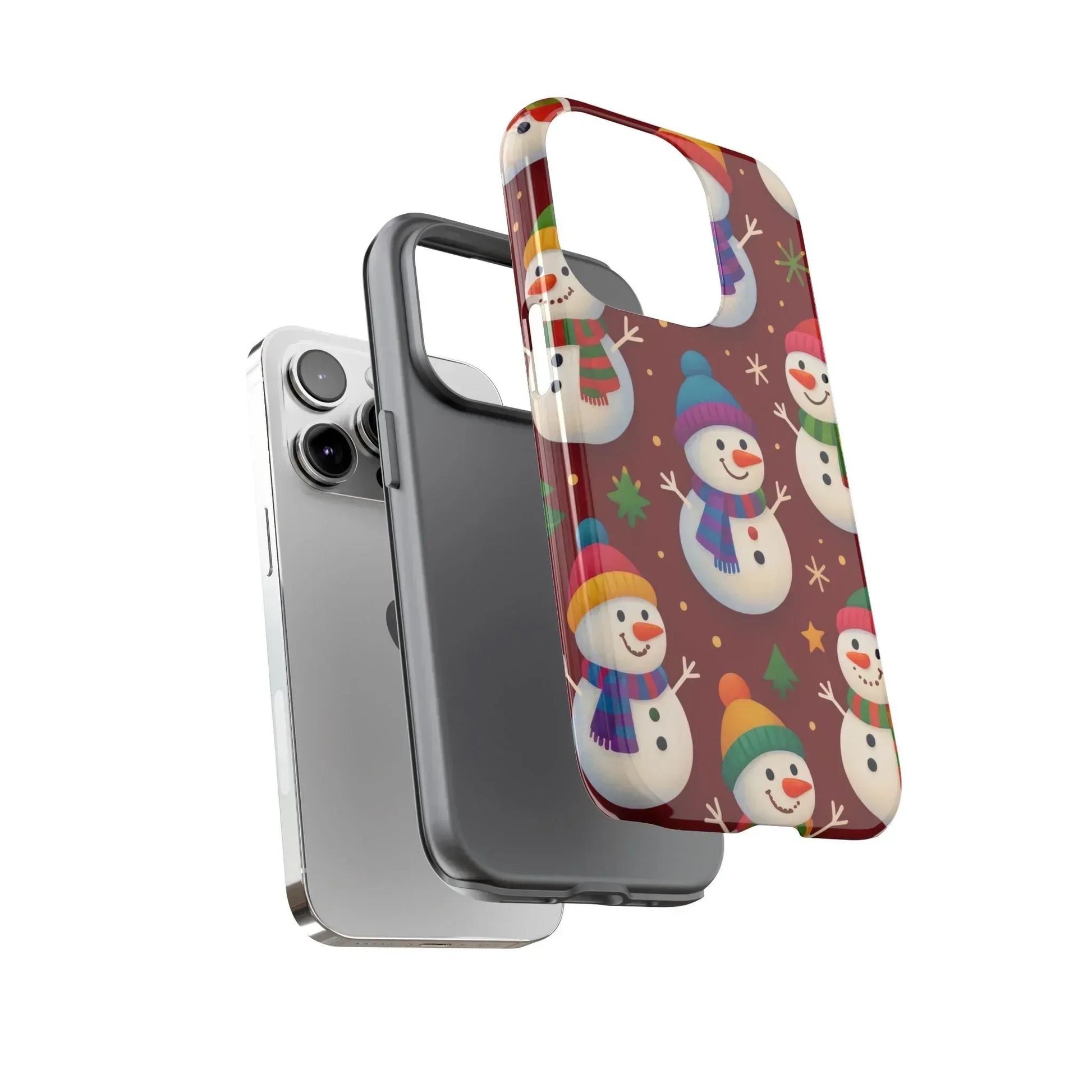 Festive Snowmen Parade Phone Case for iPhone 11–17 and Galaxy S10–S25 - KARARMDESIGN