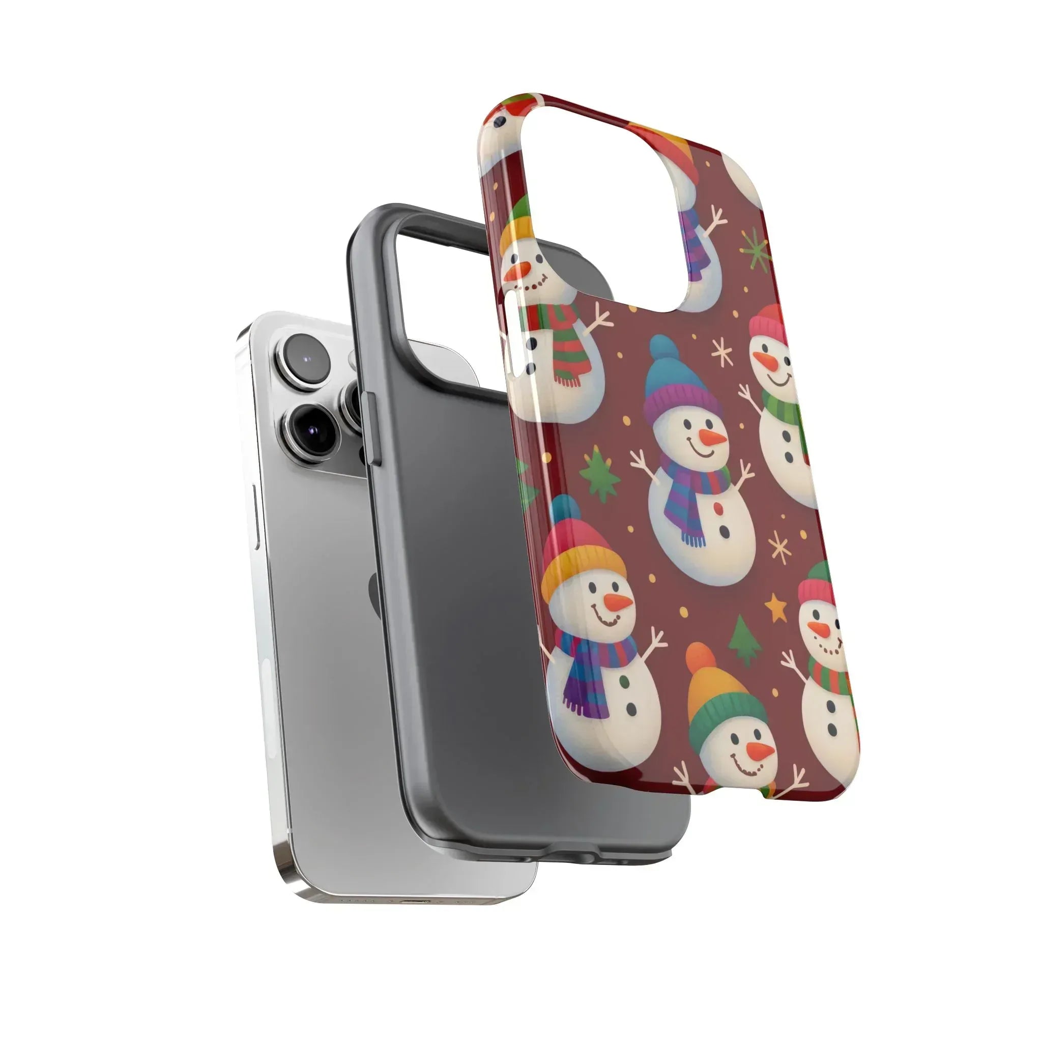 Festive Snowmen Parade Phone Case for iPhone 11–17 and Galaxy S10–S25 - KARARMDESIGN