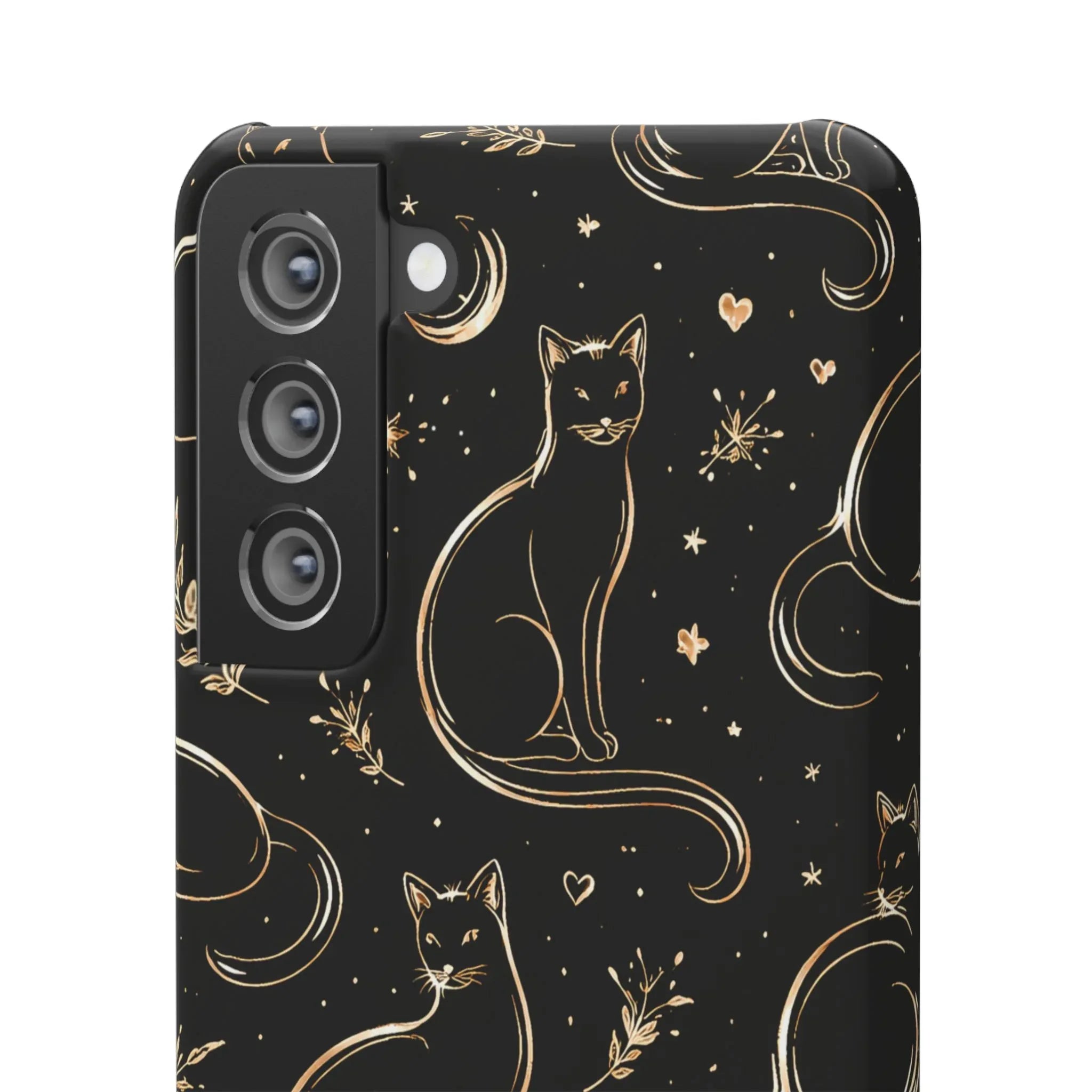 Golden Cat Pattern Phone Case for iPhone 11–17 & Galaxy S21–S25 - KARARMDESIGN