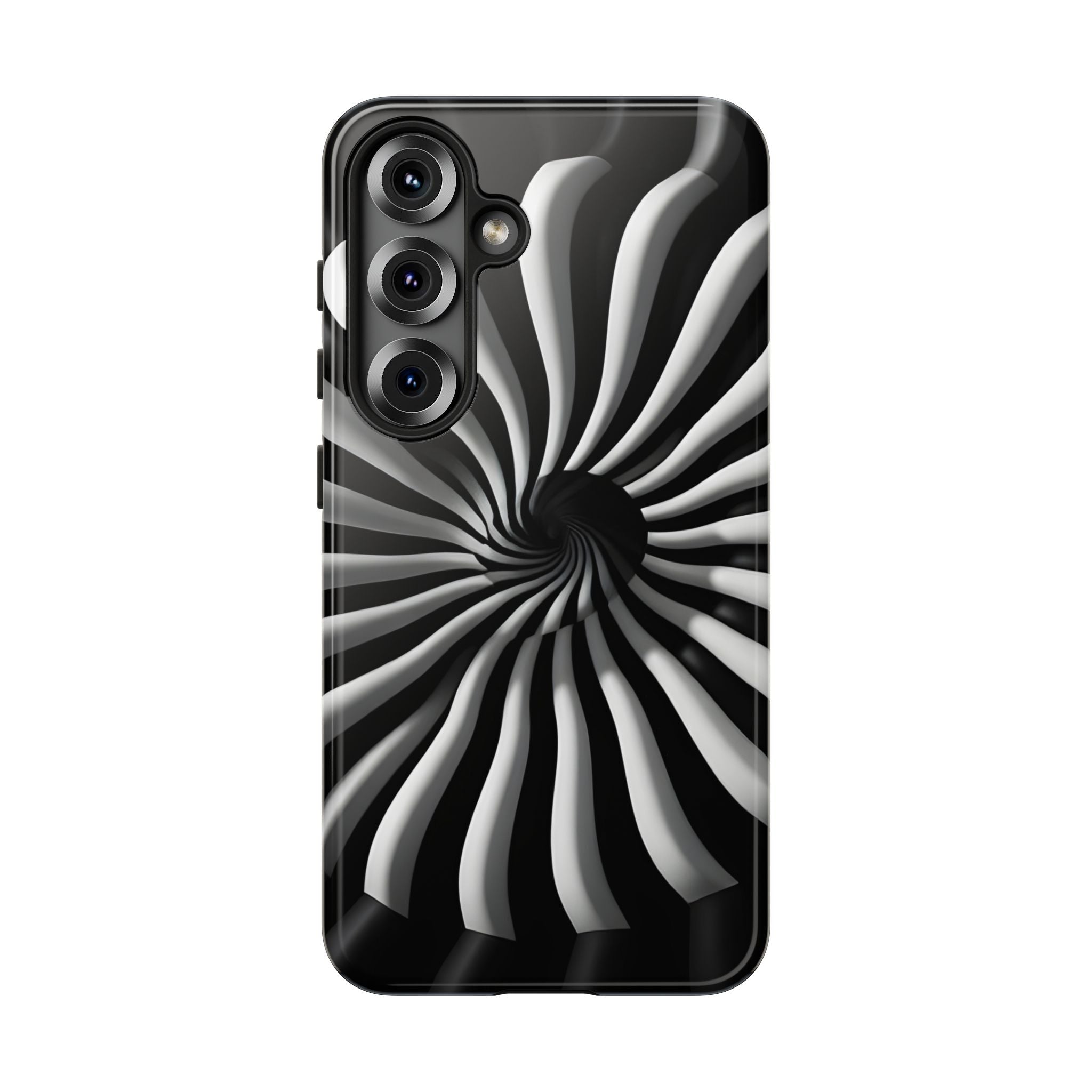 Hypnotic Black and White Spiral Phone Case – Optical Illusion Design for iPhone & Galaxy
