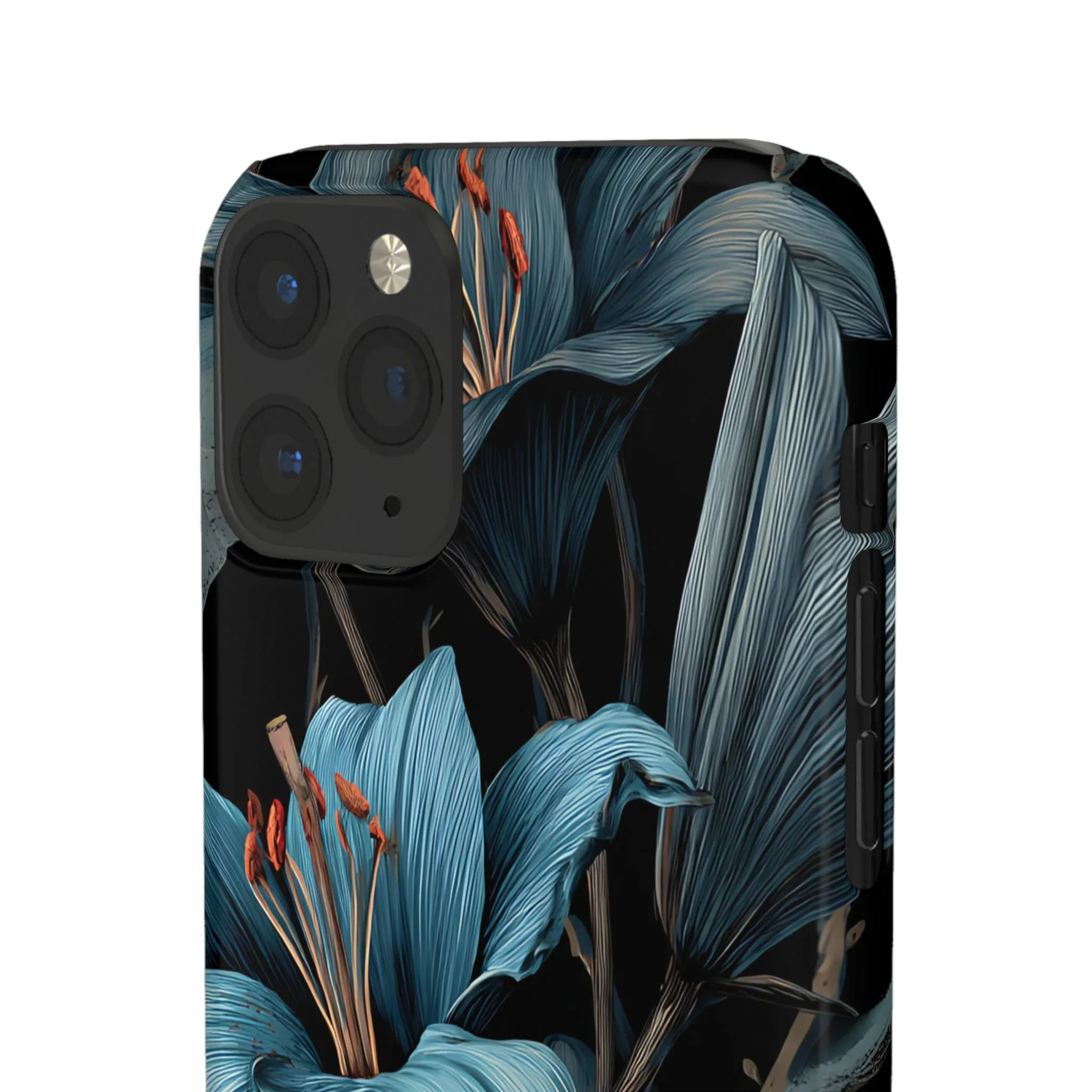 Blue Lily Floral Phone Case for iPhone 11-17 and Galaxy S20-S25 - KARARMDESIGN