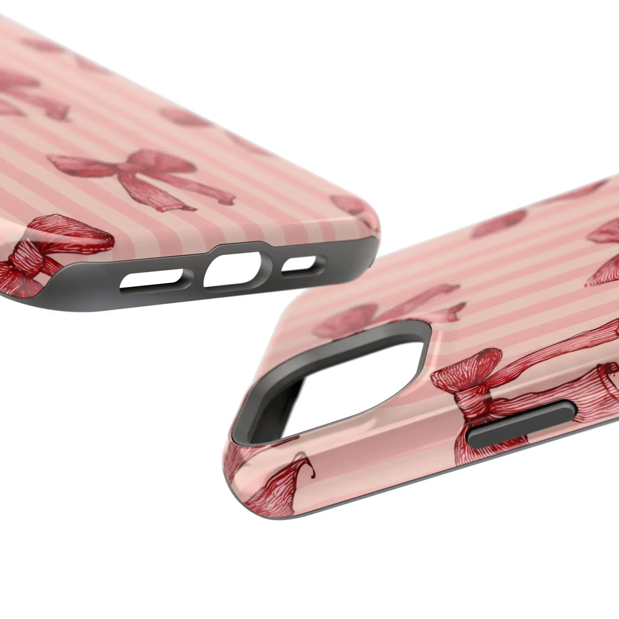 Red Bow Stripe Phone Case for iPhone 11-17 & Galaxy S21-S22 - KARARMDESIGN