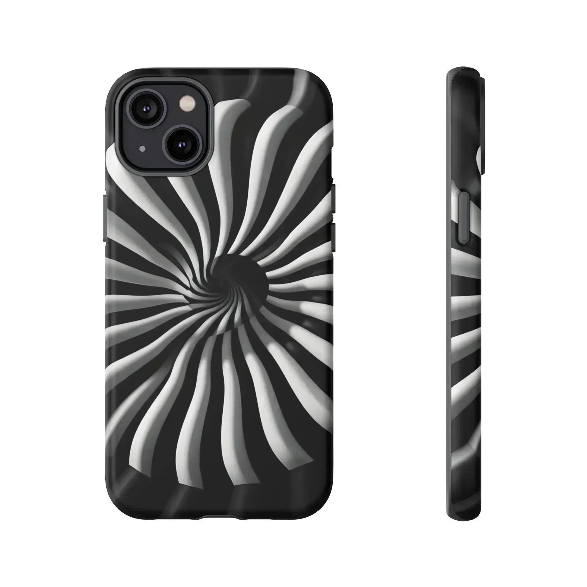 Hypnotic Black and White Spiral Phone Case for iPhone & Galaxy - KARARMDESIGN