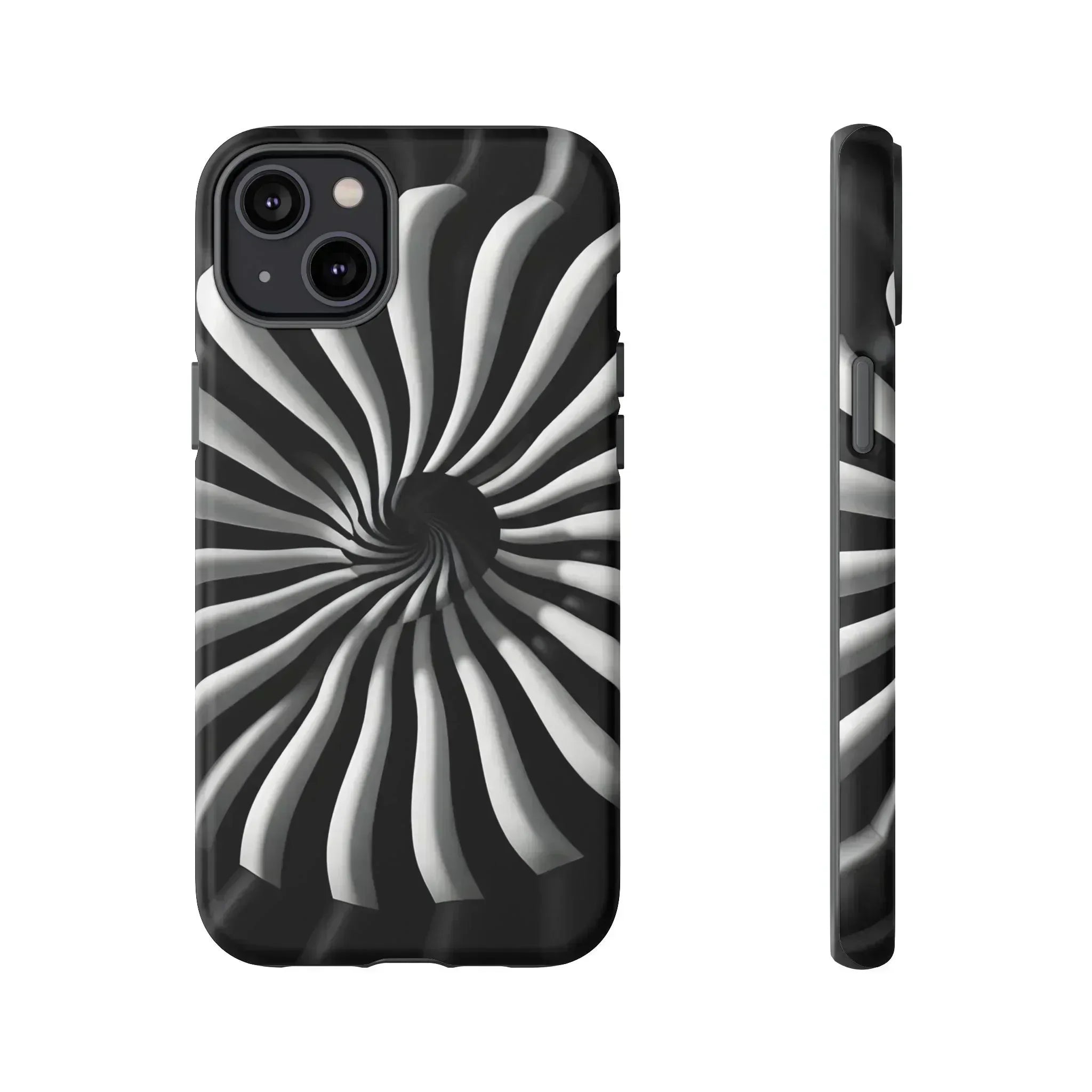 Hypnotic Black and White Spiral Phone Case for iPhone & Galaxy - KARARMDESIGN