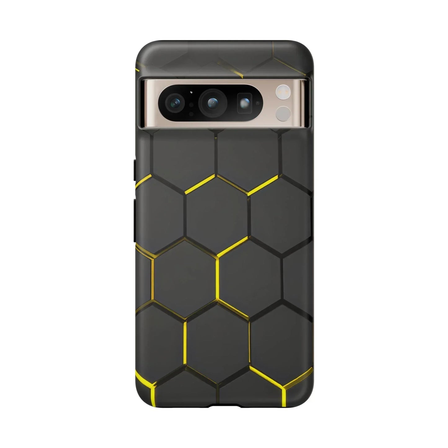 Black and Yellow Hexagon Geometric Tough Phone Case for Galaxy and Pixel - KarArmDesign