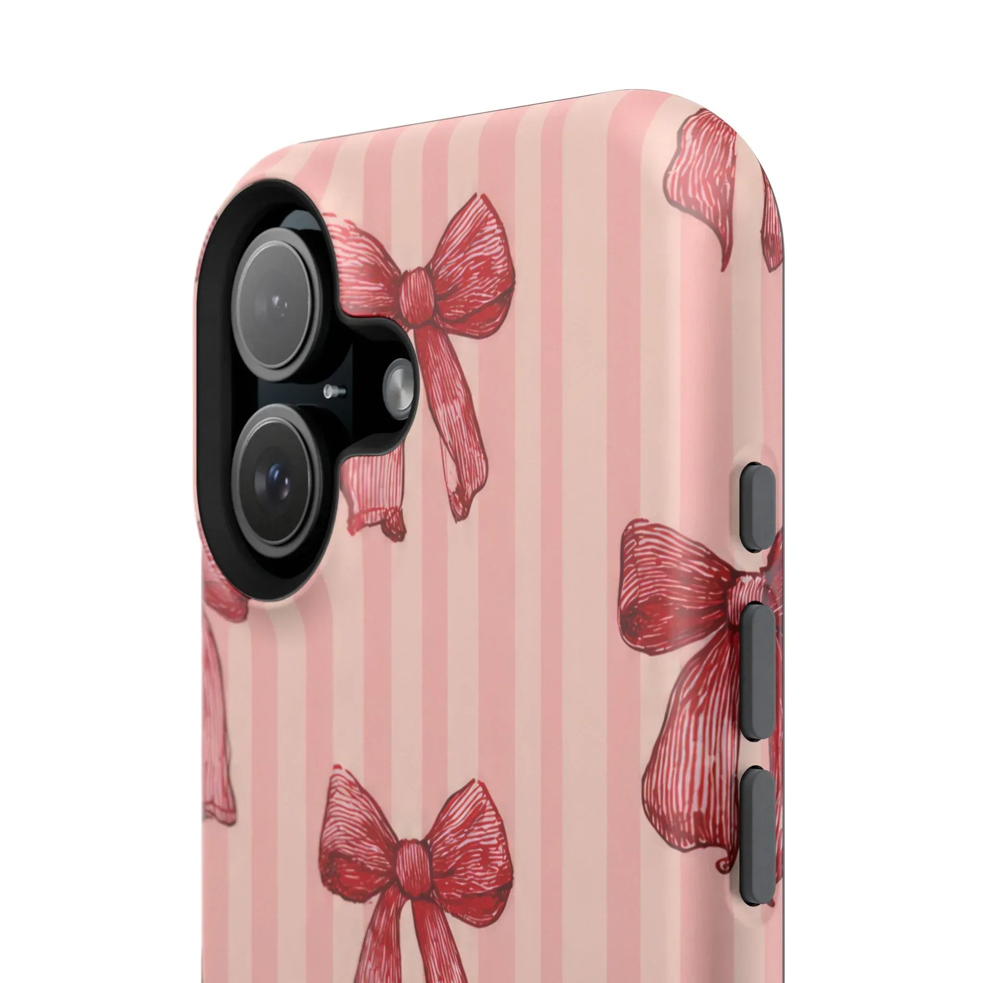 Red Bow Stripe Phone Case for iPhone 11-17 & Galaxy S21-S22 - KARARMDESIGN