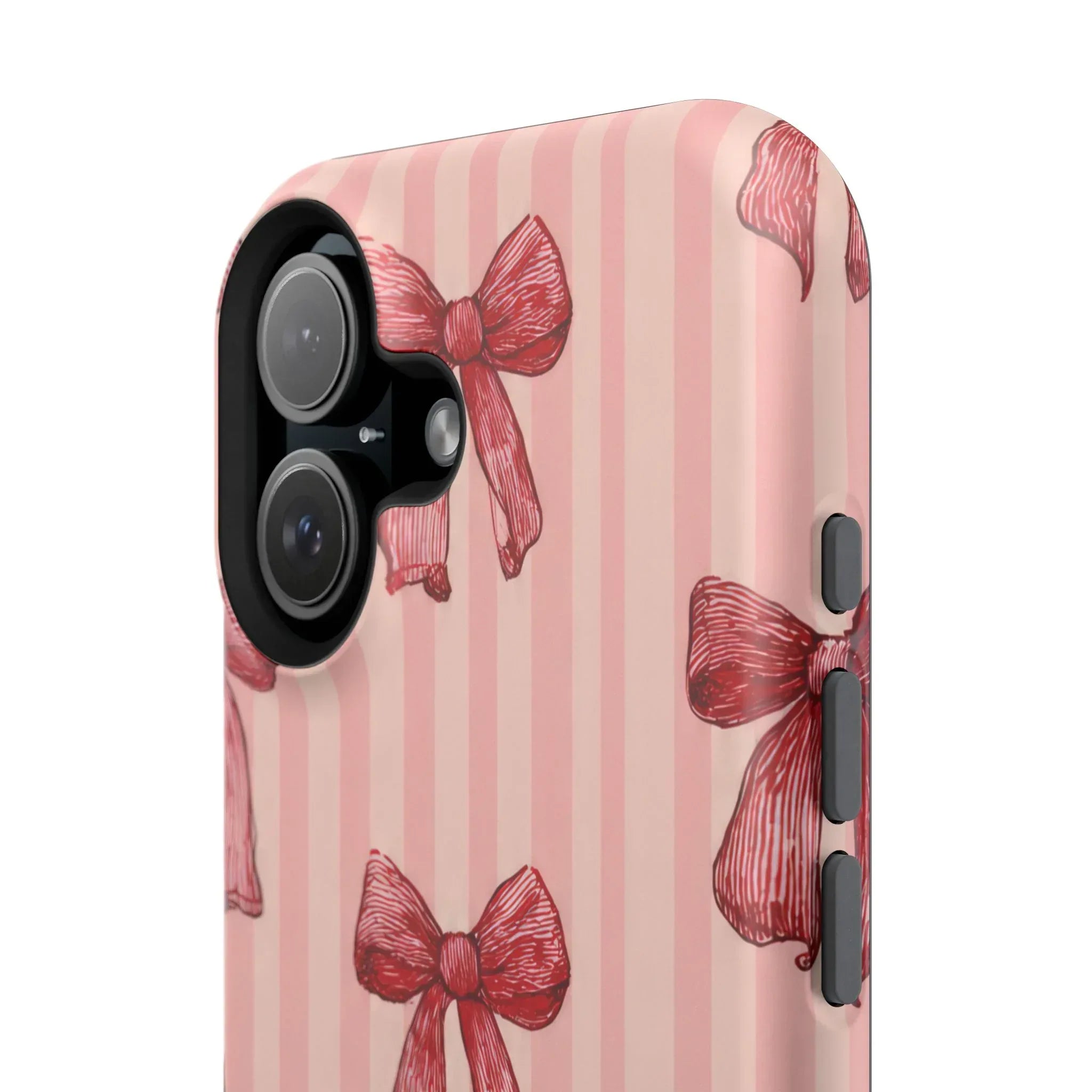 Red Bow Stripe Phone Case for iPhone 11-17 & Galaxy S21-S22 - KARARMDESIGN