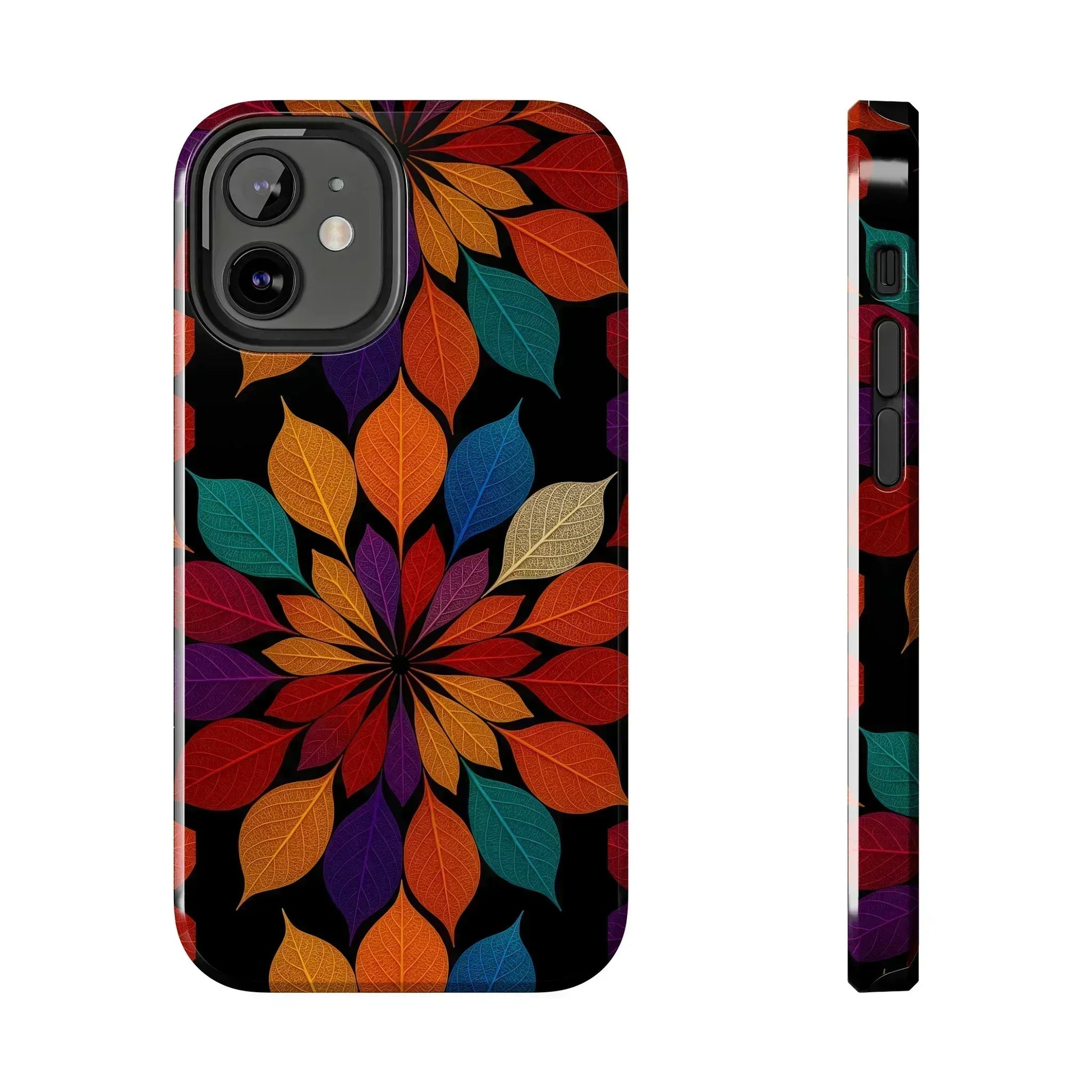 Leaf Mandala Phone Case for iPhone 11-16 and Galaxy S21-S24 - KARARMDESIGN