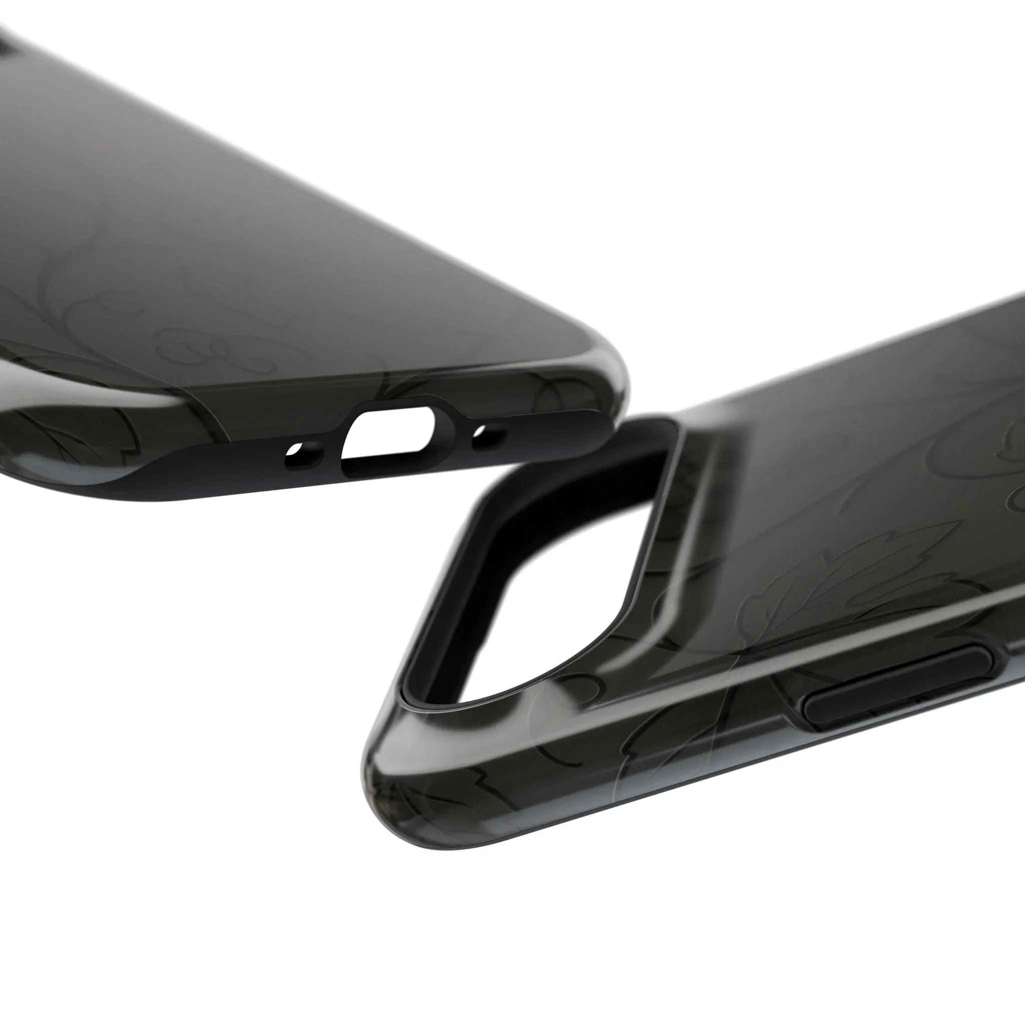 Elegant Embossed Grape Leaf Black Phone Case for iPhone and Galaxy - KARARMDESIGN