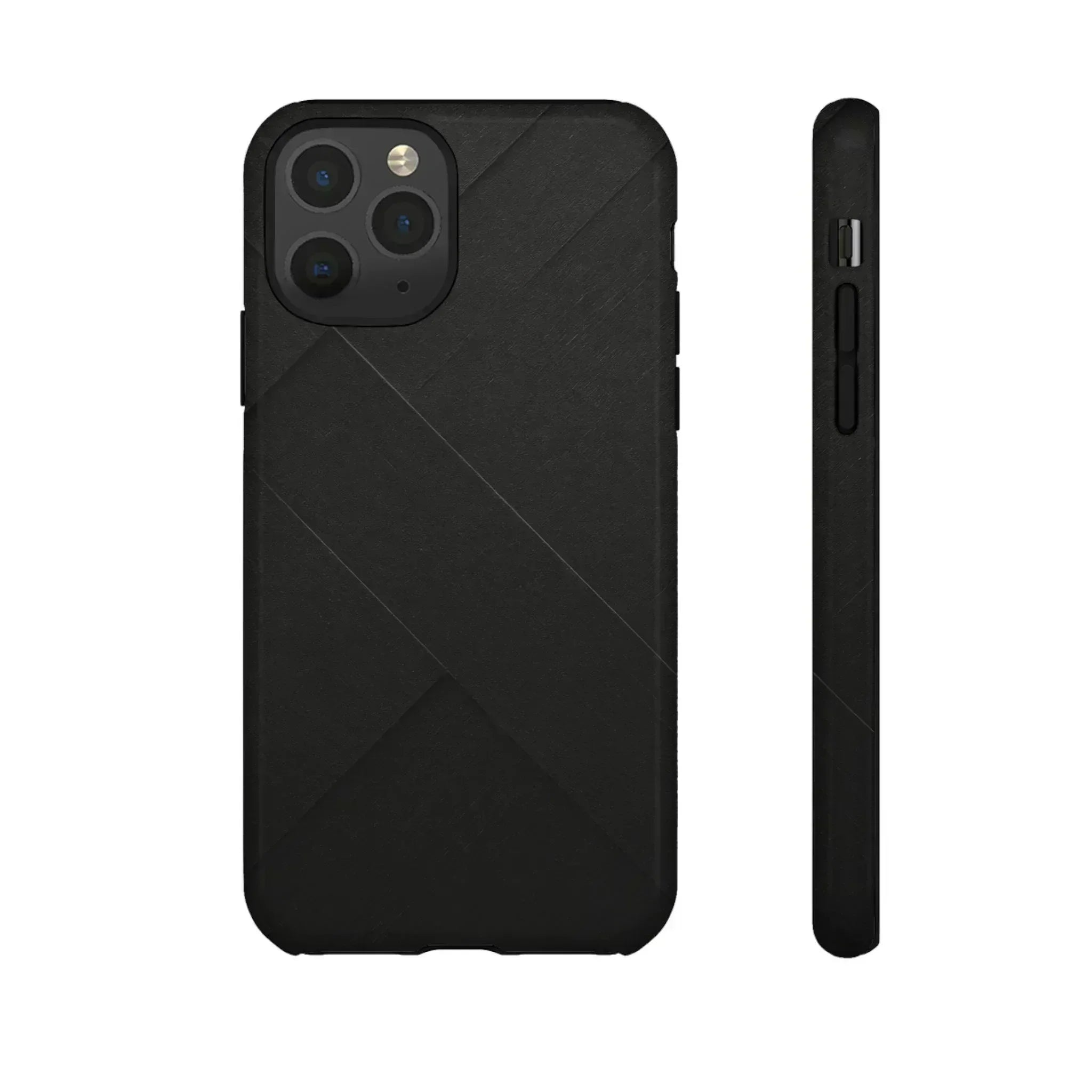 Matte Black Diagonal Line Phone Case for iPhone 8-16 and Galaxy S10-S25 - KARARMDESIGN