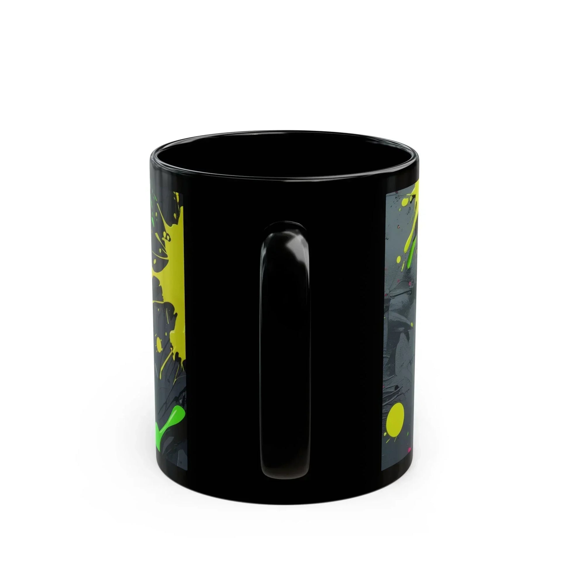 “Create Every Day” Black Mug with Neon Splash Design - KarArmDesign