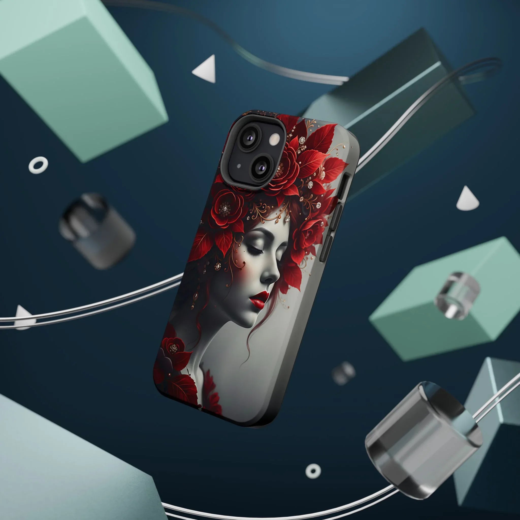 Scarlet Bloom Portrait Phone Case for iPhone 13-17 - KARARMDESIGN