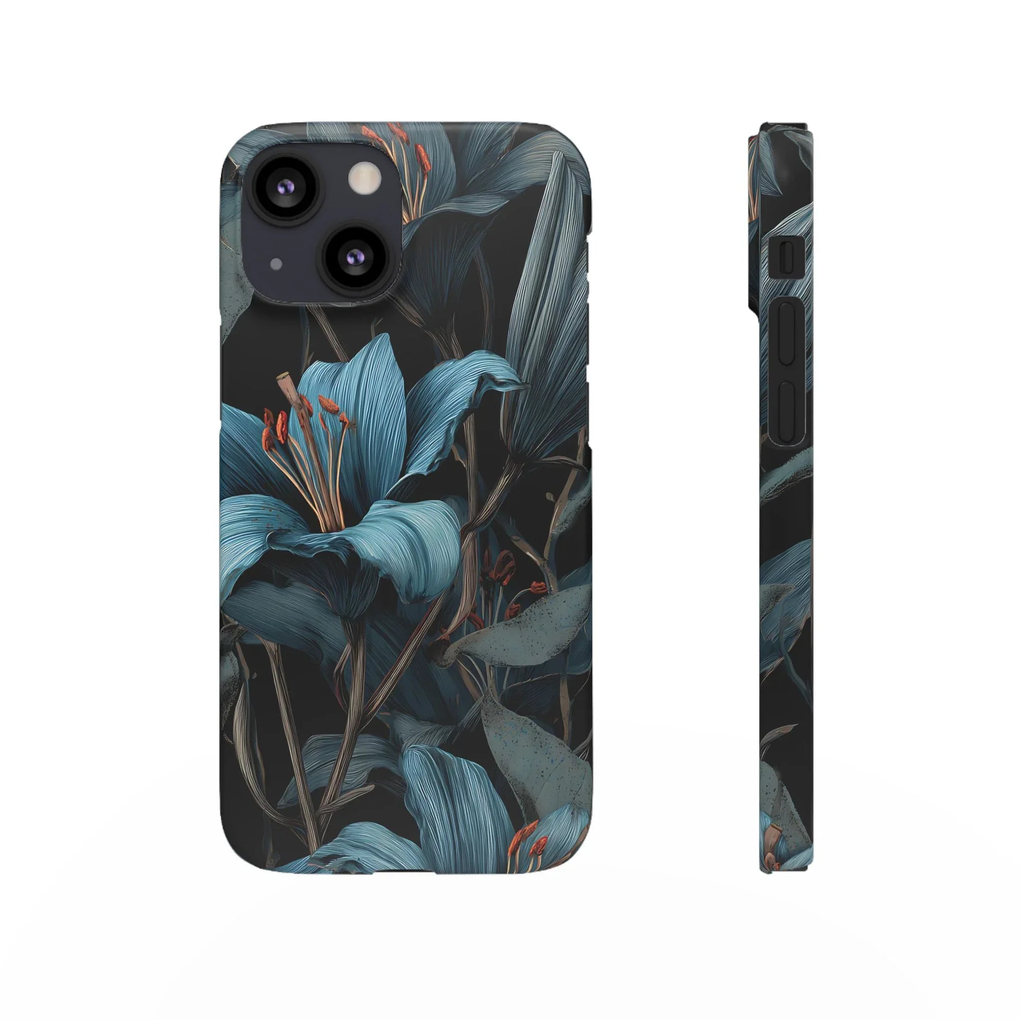 Blue Lily Floral Phone Case for iPhone 11-17 and Galaxy S20-S25 - KARARMDESIGN