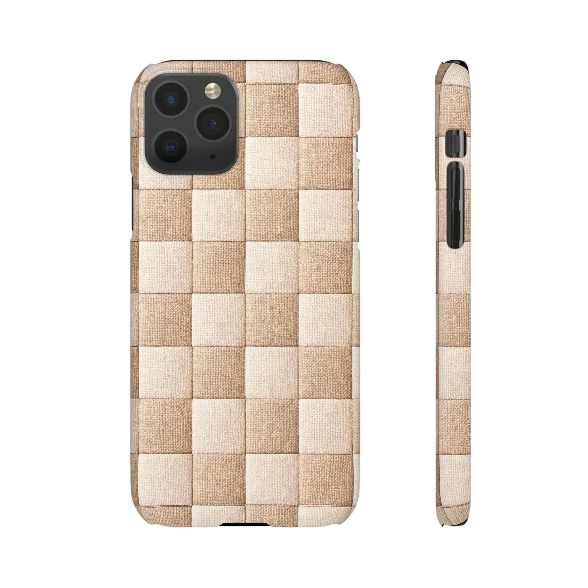 Beige Woven Phone Case for iPhone 11-17 and Galaxy S20-S25 - KARARMDESIGN