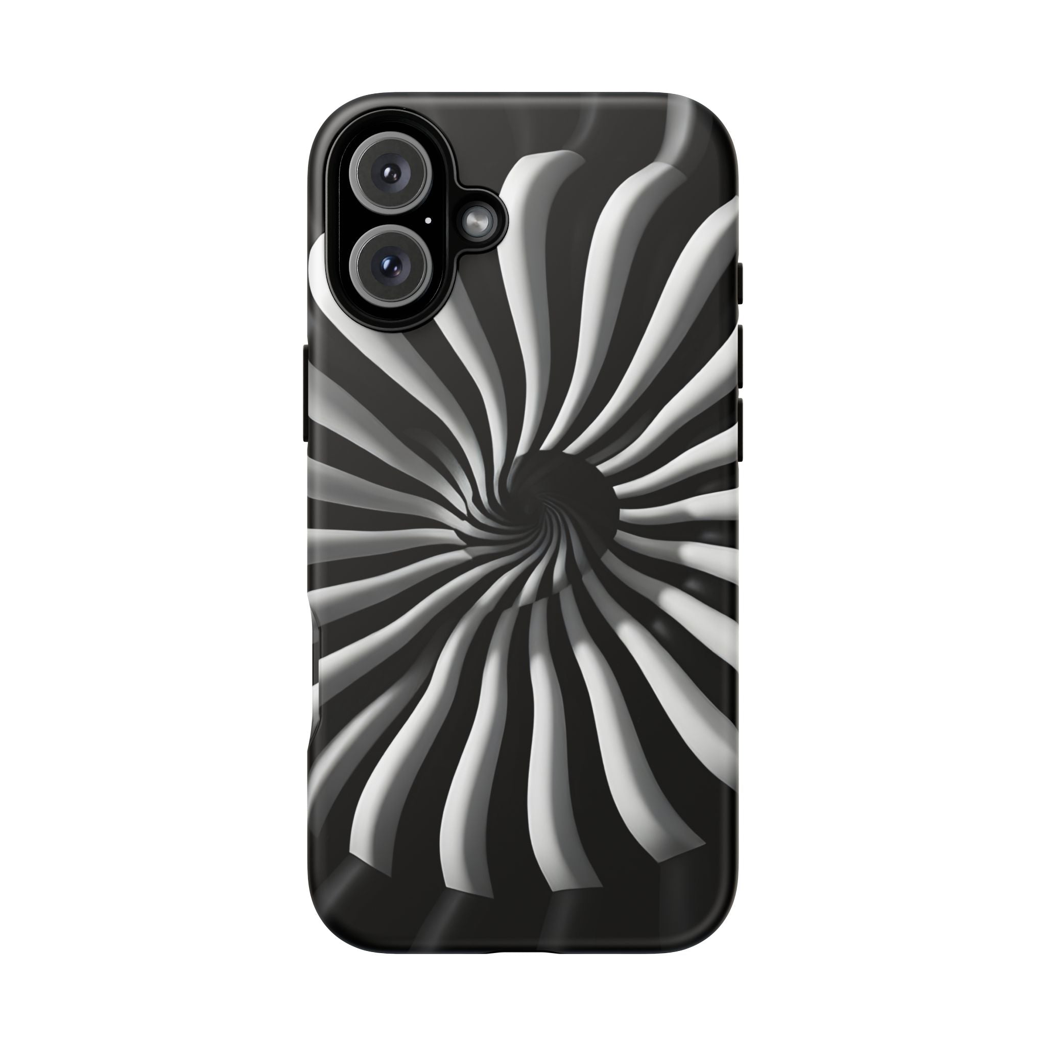Hypnotic Black and White Spiral Phone Case – Optical Illusion Design for iPhone & Galaxy