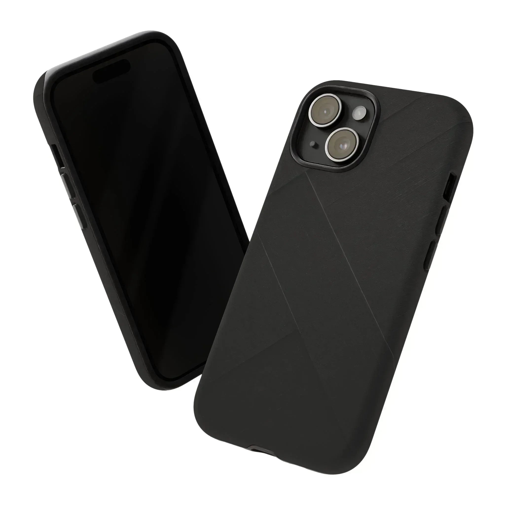 Matte Black Diagonal Line Phone Case for iPhone 8-16 and Galaxy S10-S25 - KARARMDESIGN