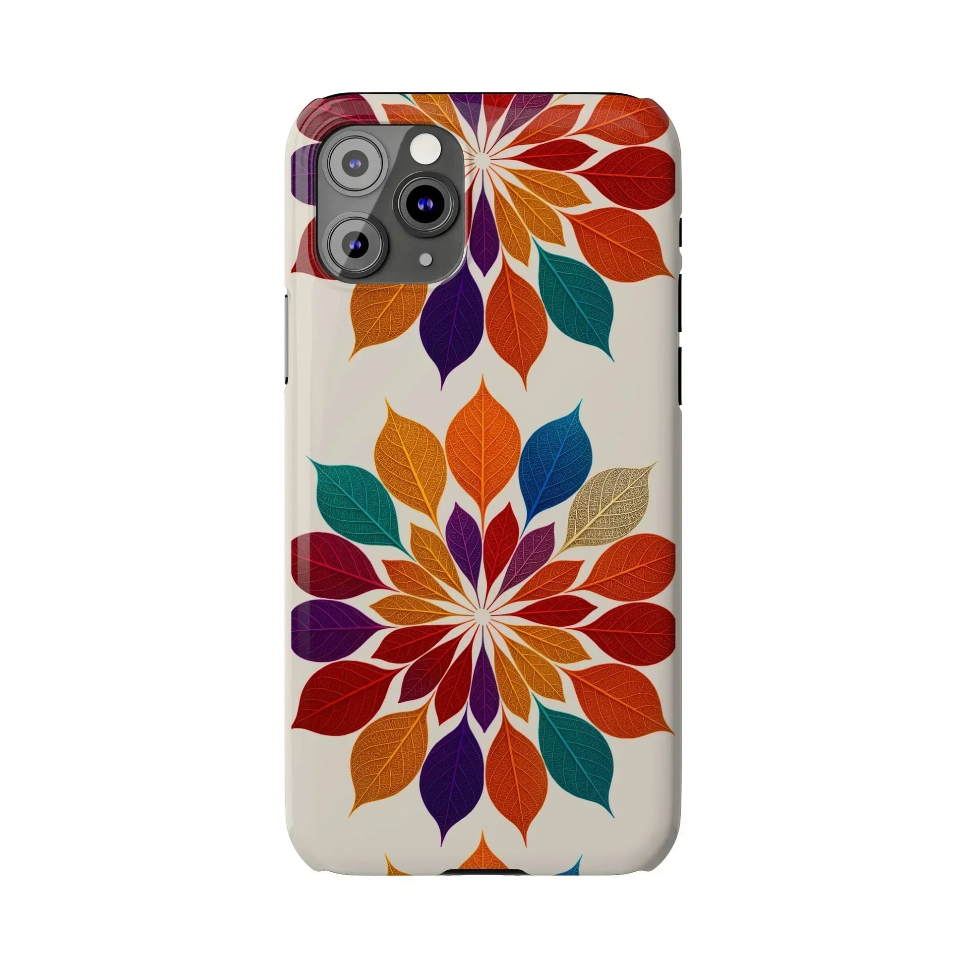 Leaf Mandala Botanical Burst Design Slim Phone Case for iPhone 7-16 Models - KarArmDesign