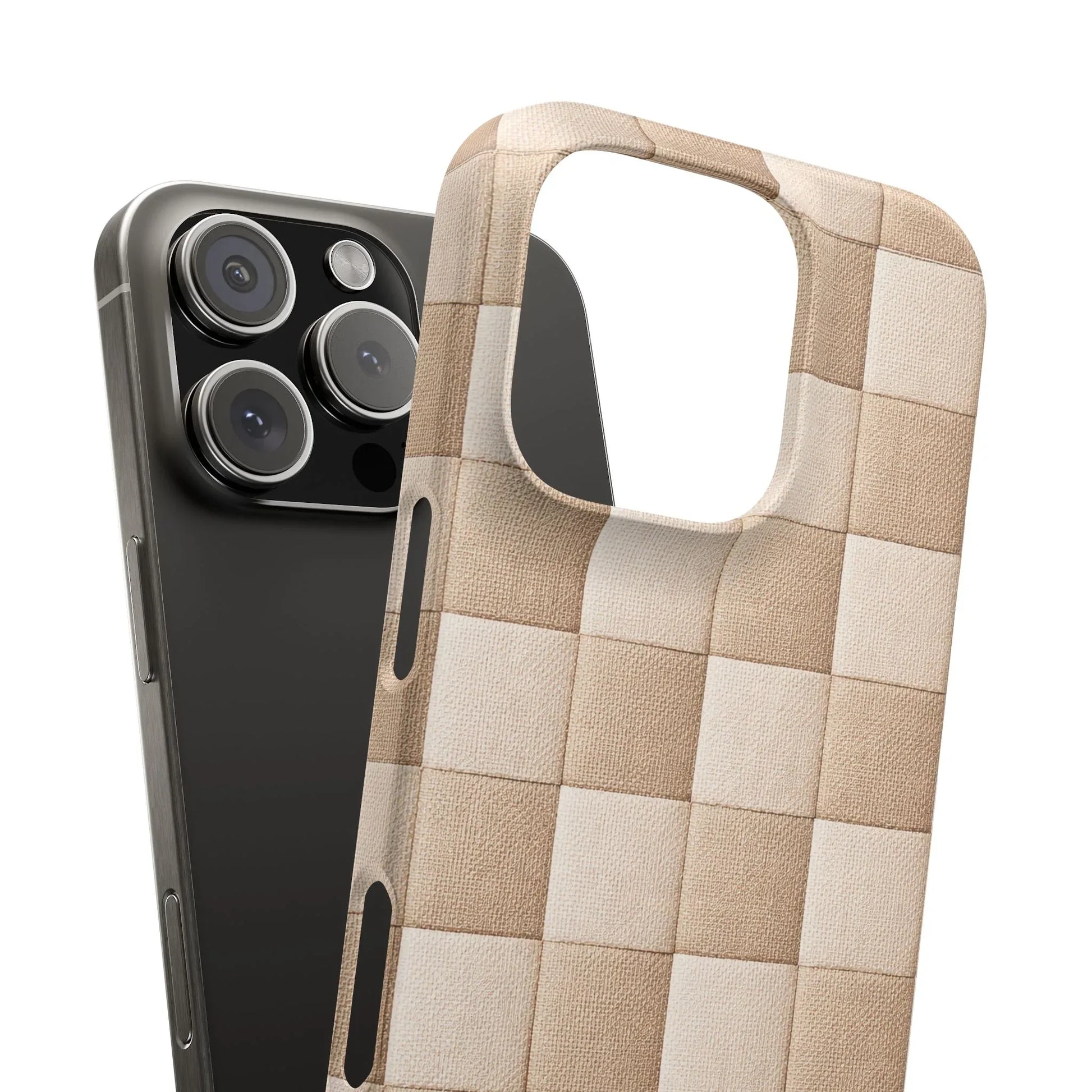 Beige Woven Phone Case for iPhone 11-17 and Galaxy S20-S25 - KARARMDESIGN