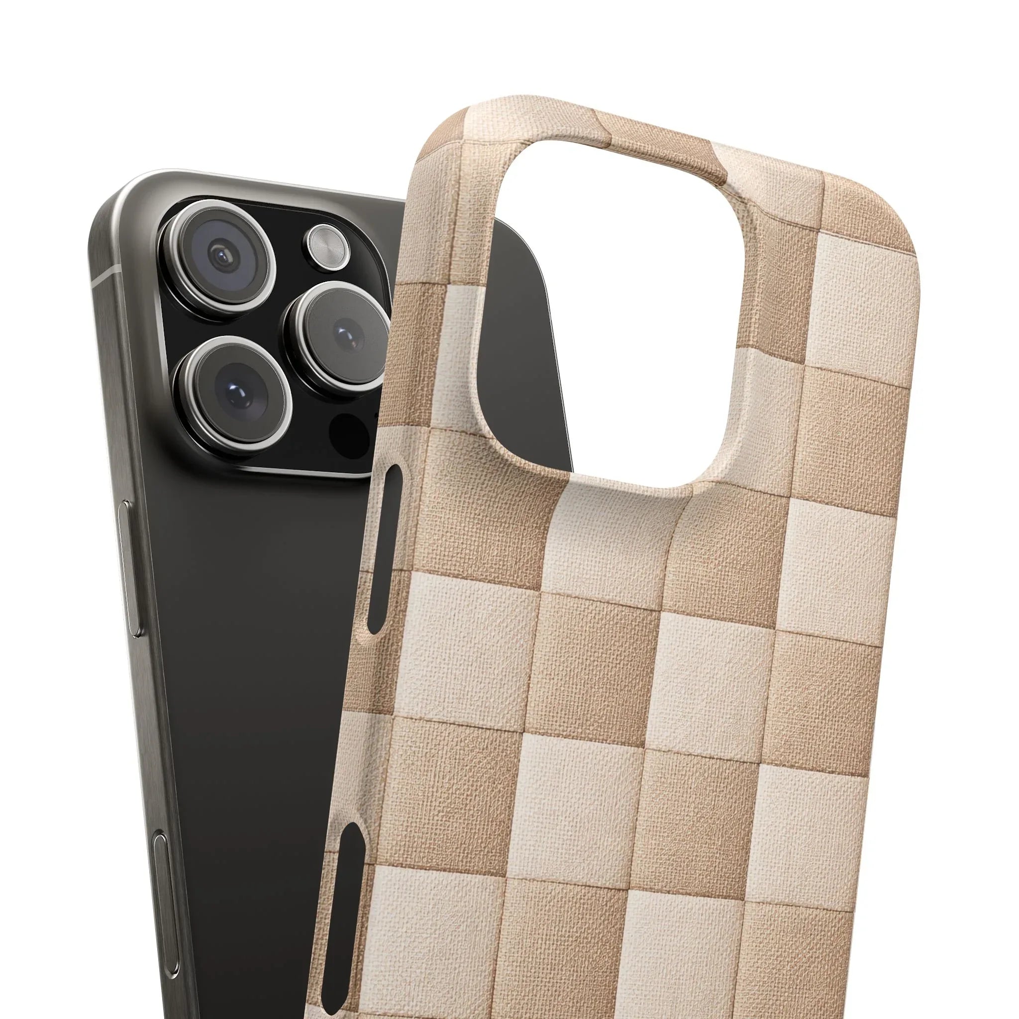 Beige Woven Phone Case for iPhone 11-17 and Galaxy S20-S25 - KARARMDESIGN