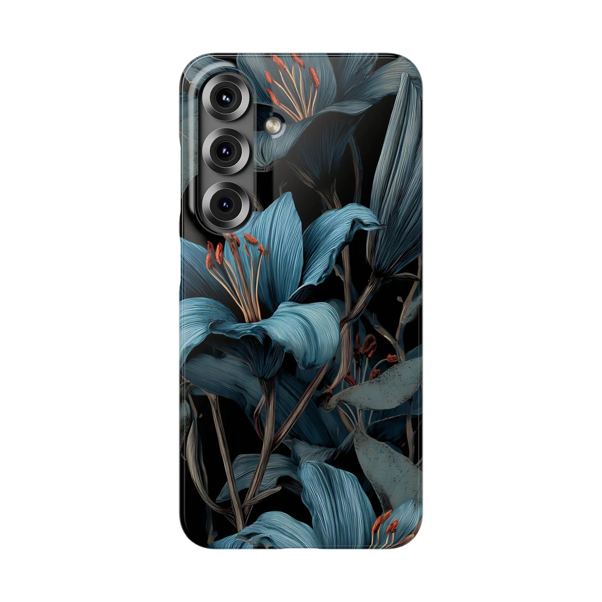 Blue Lily Floral Phone Case for iPhone 11-17 and Galaxy S20-S25 - KARARMDESIGN
