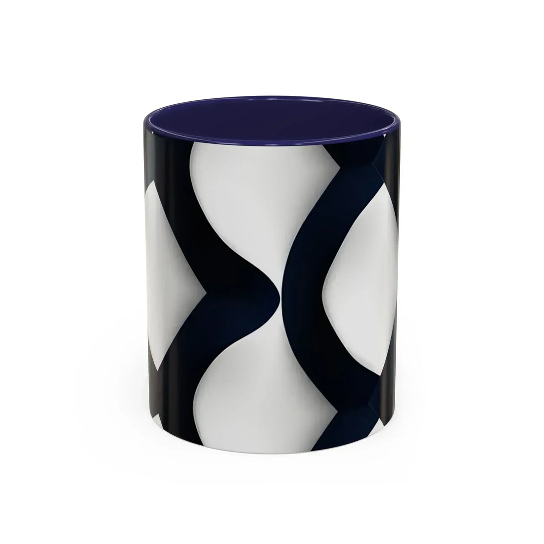 Navy Blue and White Geometric Pattern Mug - KARARMDESIGN