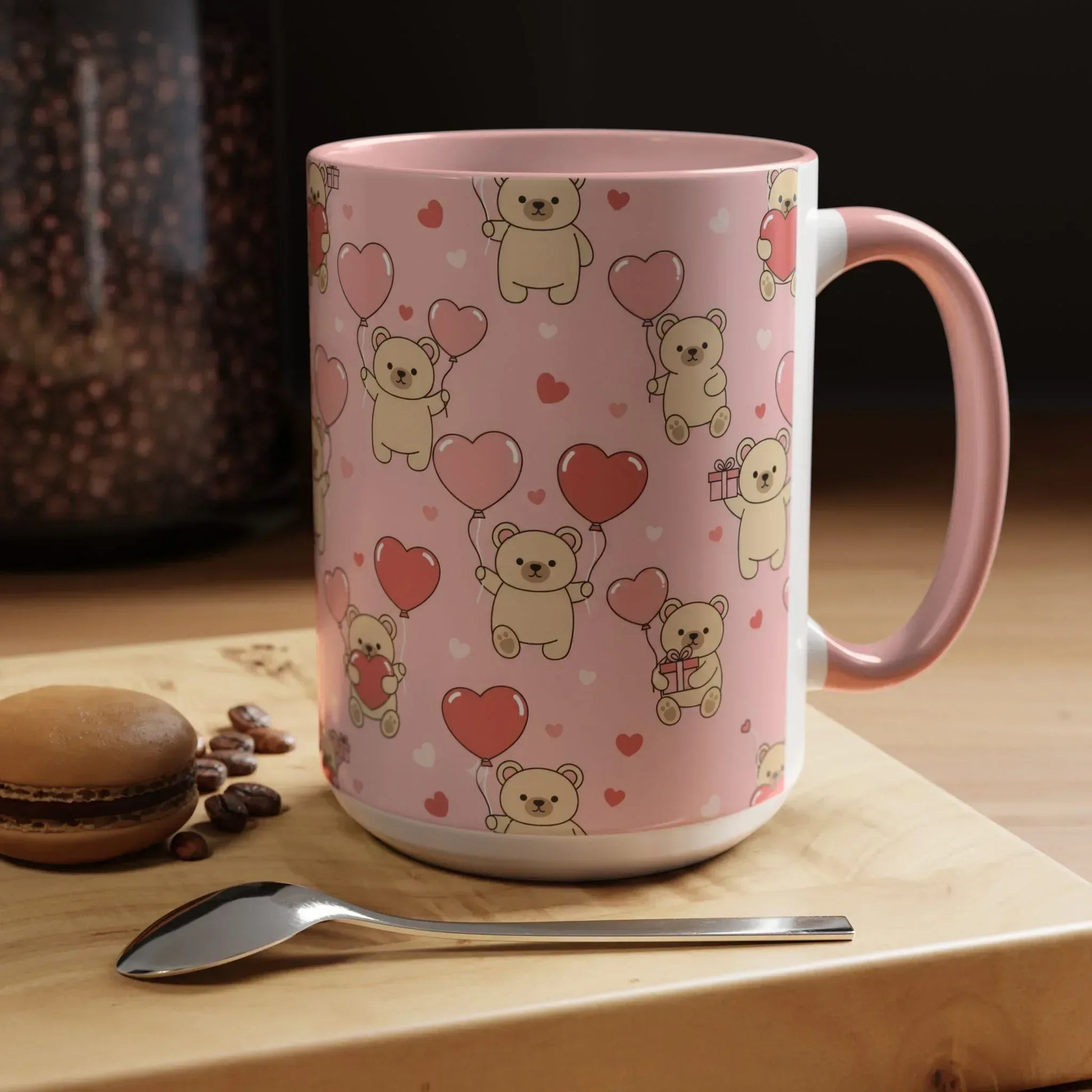 Teddy's Valentine Parade Mug - Accent Coffee Mug (11, 15oz) - KARARMDESIGN