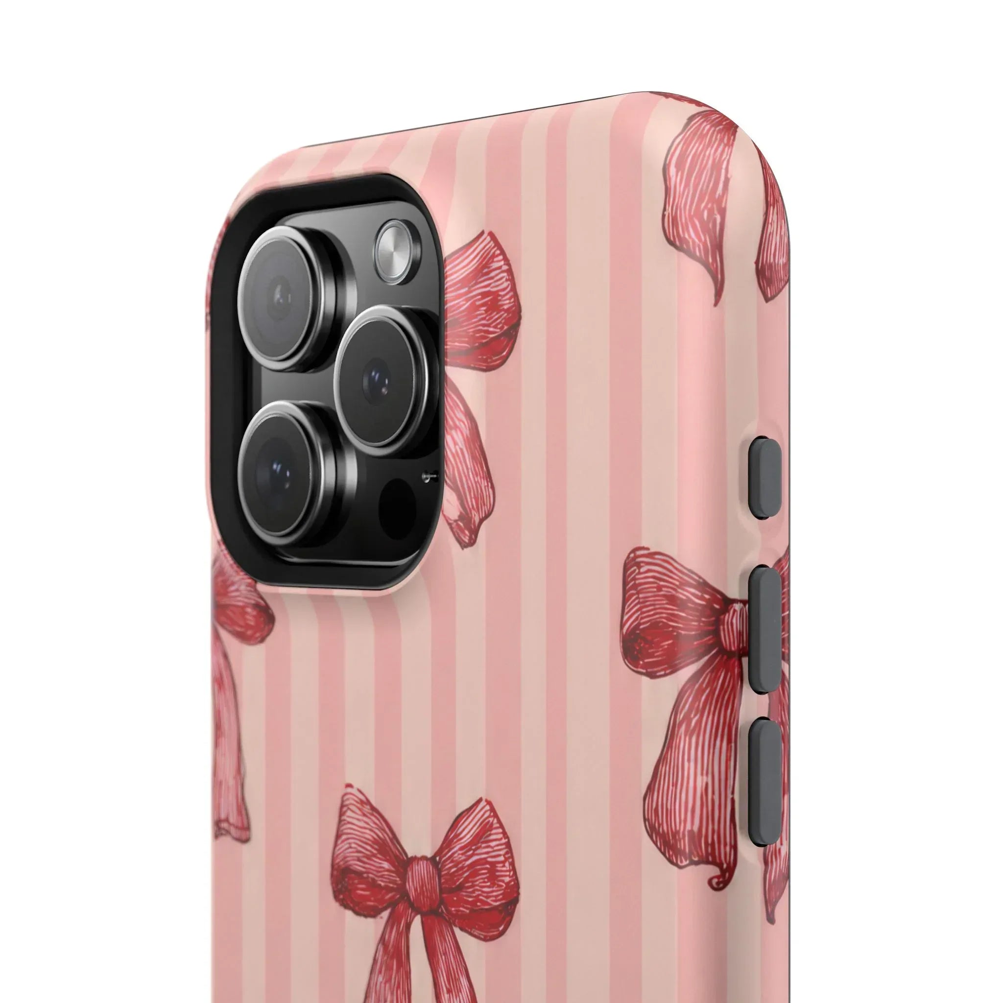 Red Bow Stripe Phone Case for iPhone 11-17 & Galaxy S21-S22 - KARARMDESIGN