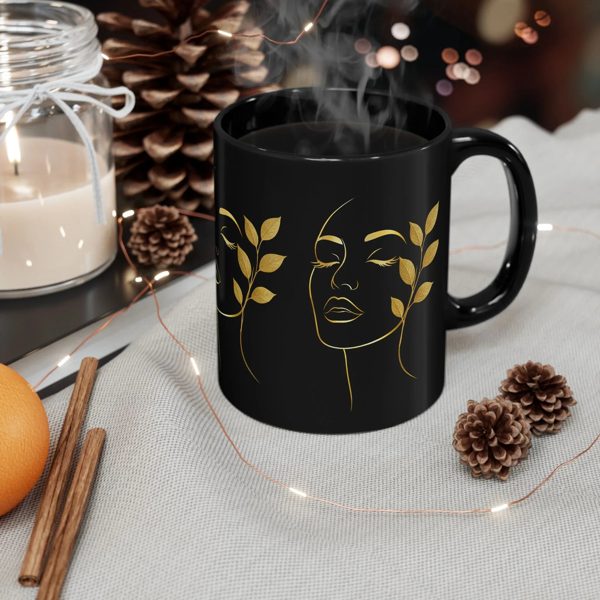 Golden Muse Mug - Black Mug (11oz, 15oz) - KARARMDESIGN