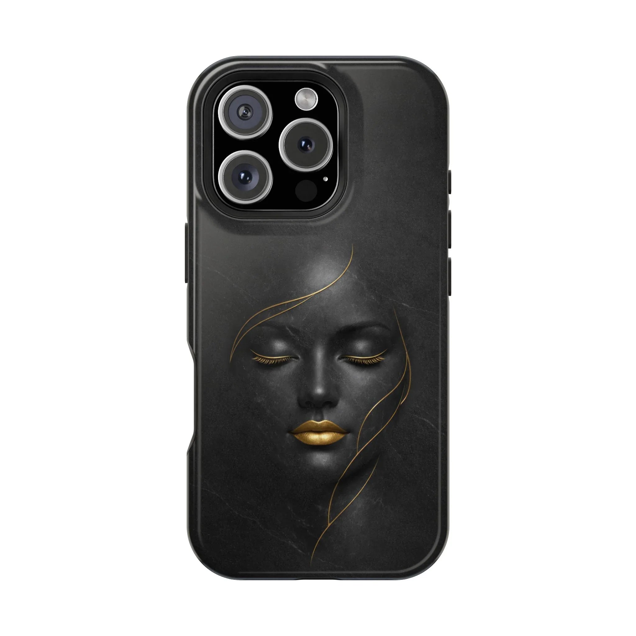 Black Gold Face Phone Case for iPhone 13-17 - KARARMDESIGN