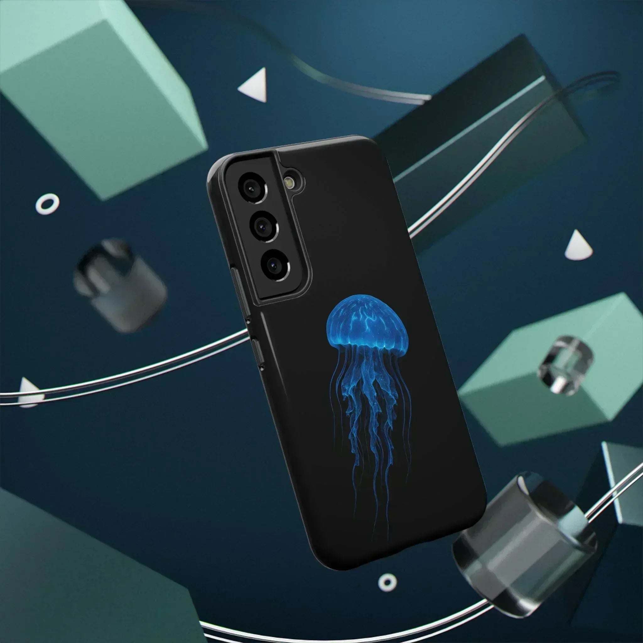 Blue Jellyfish Phone Case for iPhone 12-16 and Galaxy S21-S22 - KARARMDESIGN
